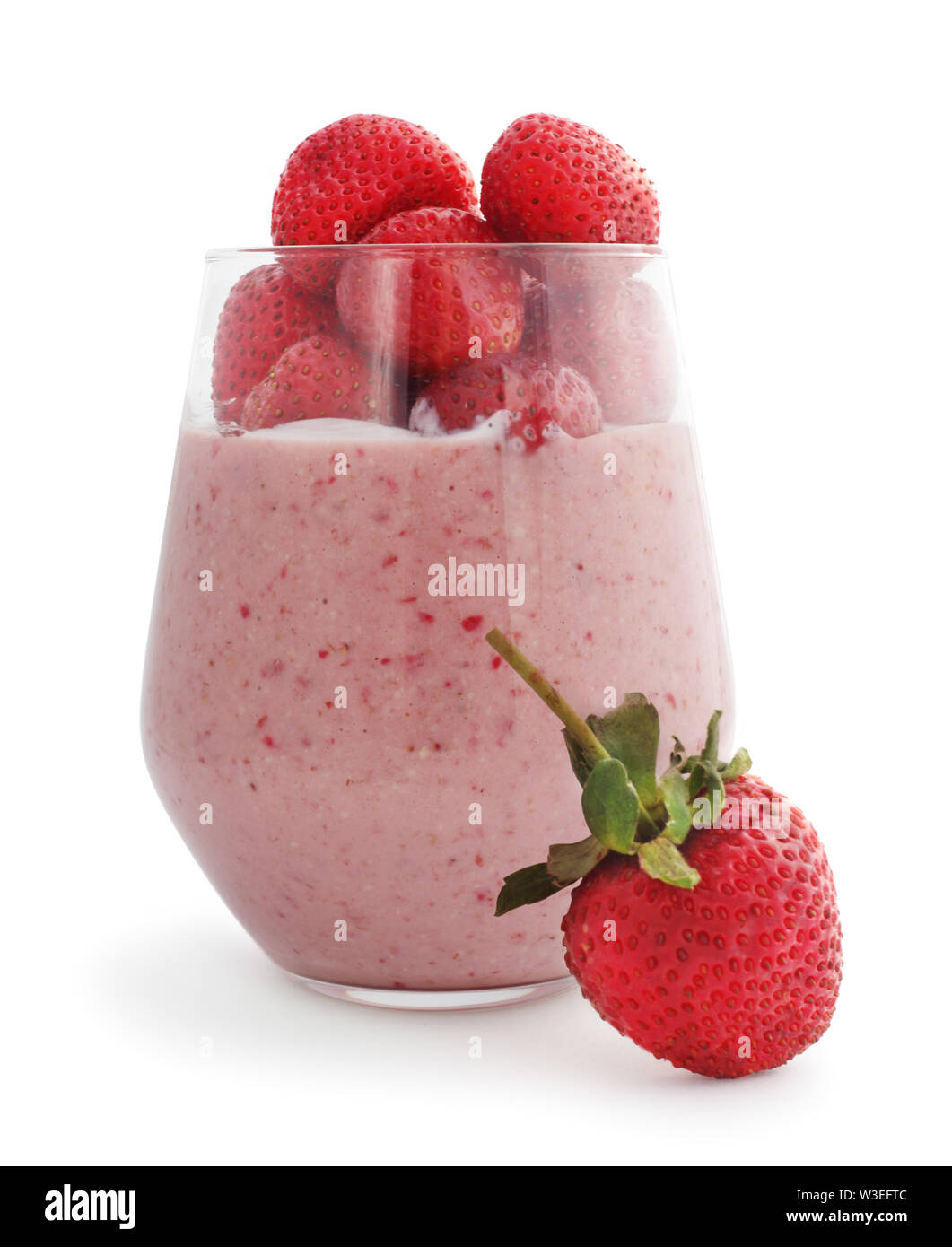 Smoothie and fresh berries strawberry studio isolated on white background Stock Photo