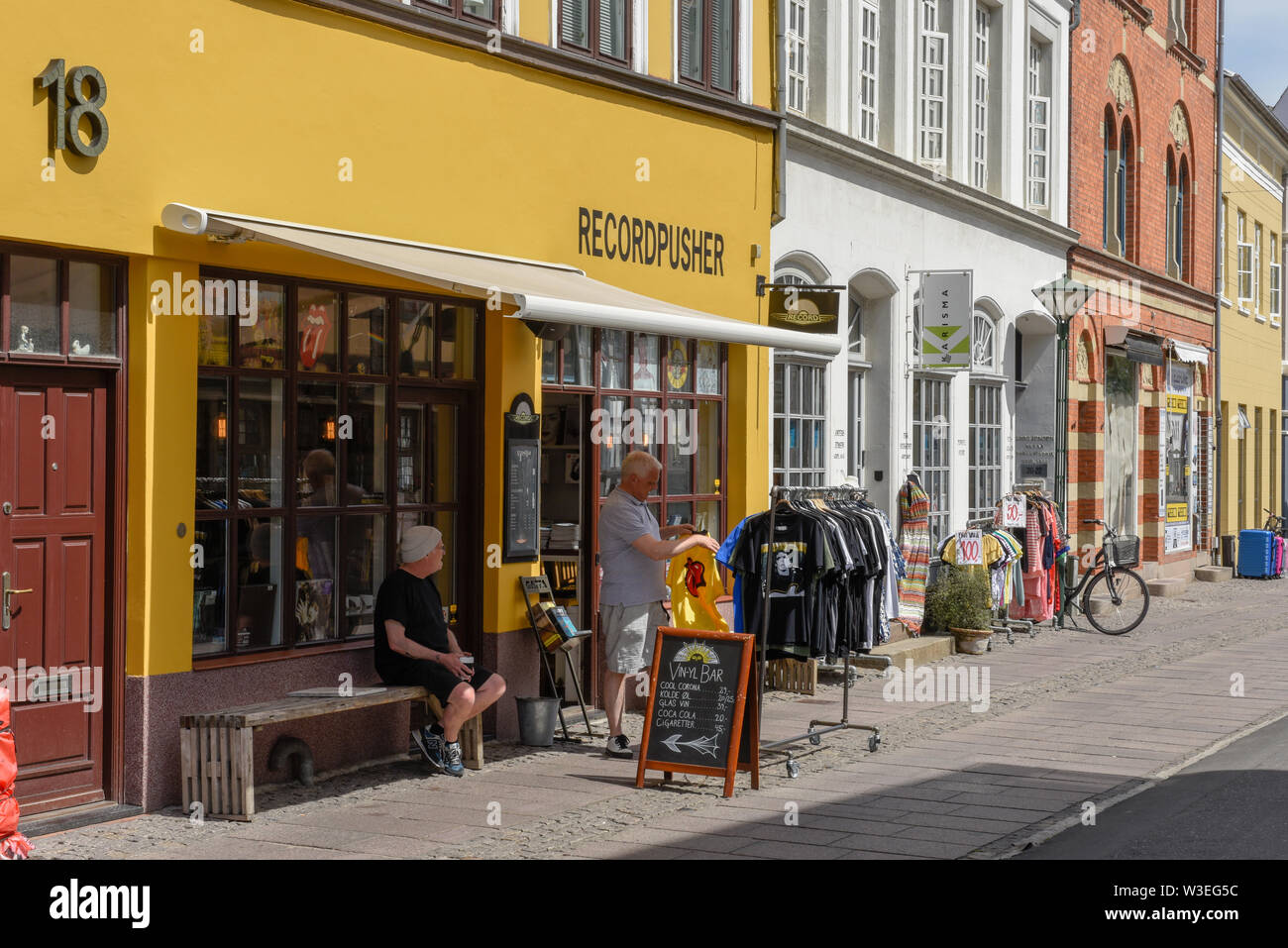 Odense Denmark 24 June 19 People Shopping In The Old Houses Of Odense On Denmark Stock Photo Alamy