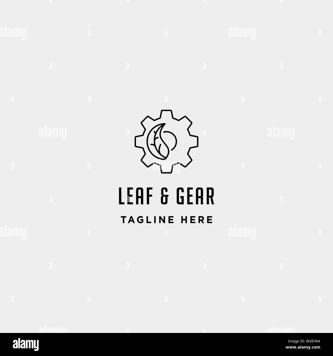 nature gear logo vector farm industry line icon symbol sign isolated ...