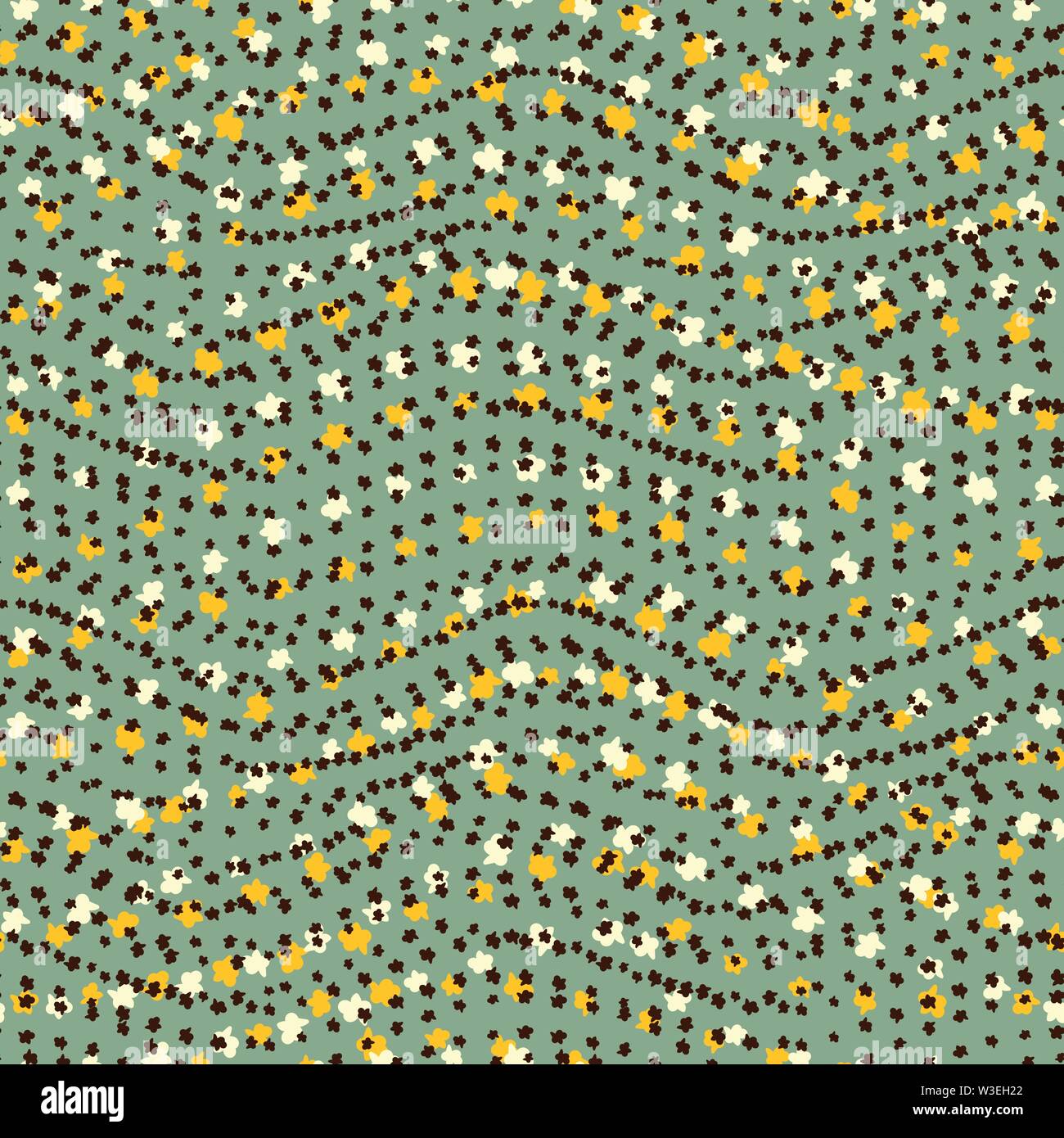 seamless vector pattern with wavy lines made of small simpole floral shapes Stock Vector