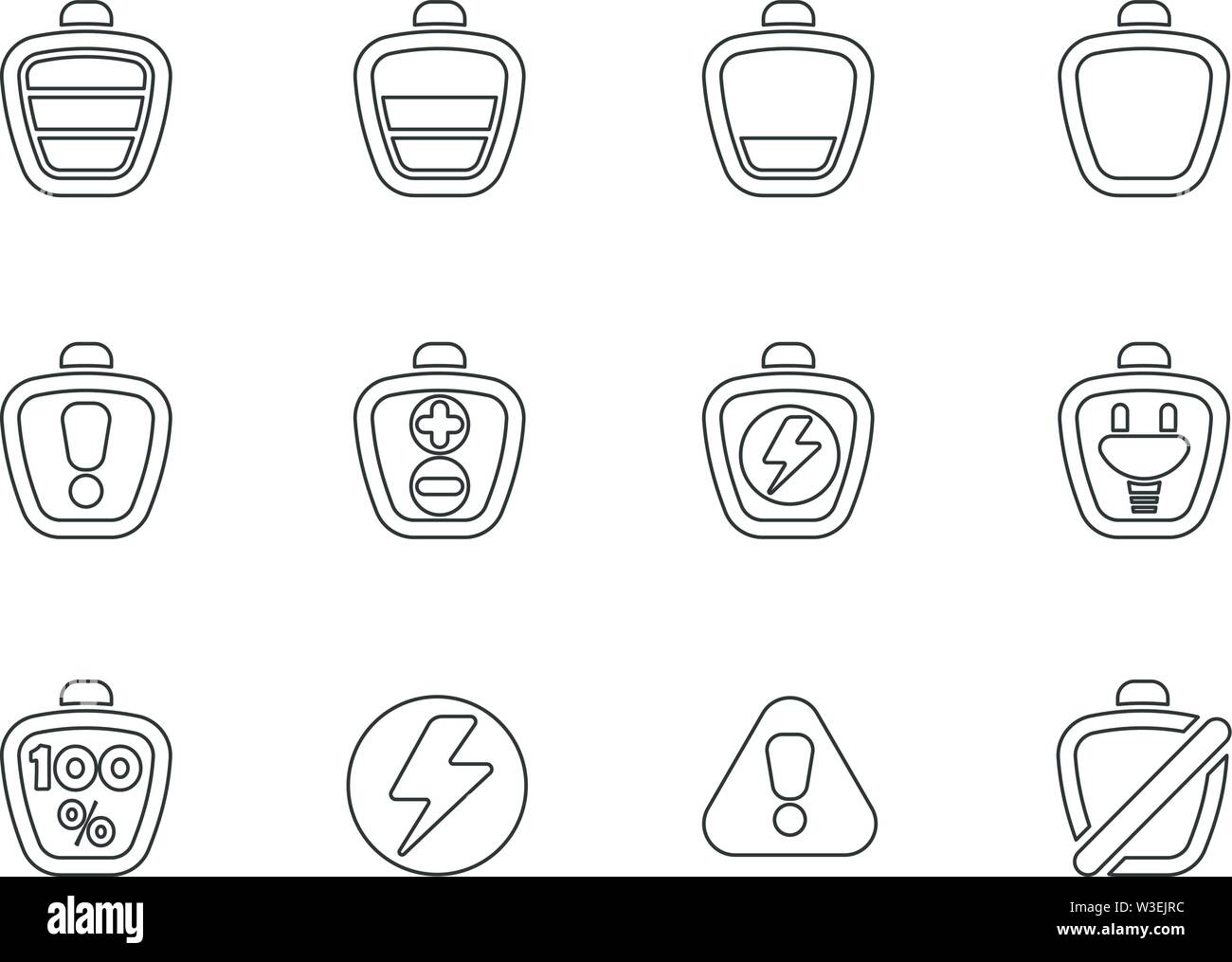 Battery line icons set isolated for user interface design Stock Vector ...
