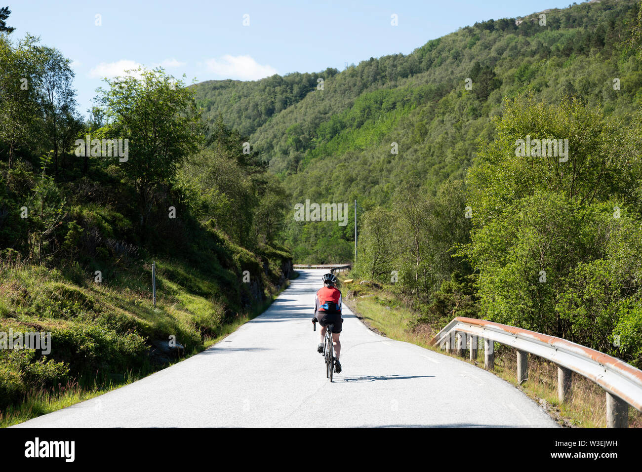 cycling in the landscape surrounding Sognefjord, Norway. Stock Photo