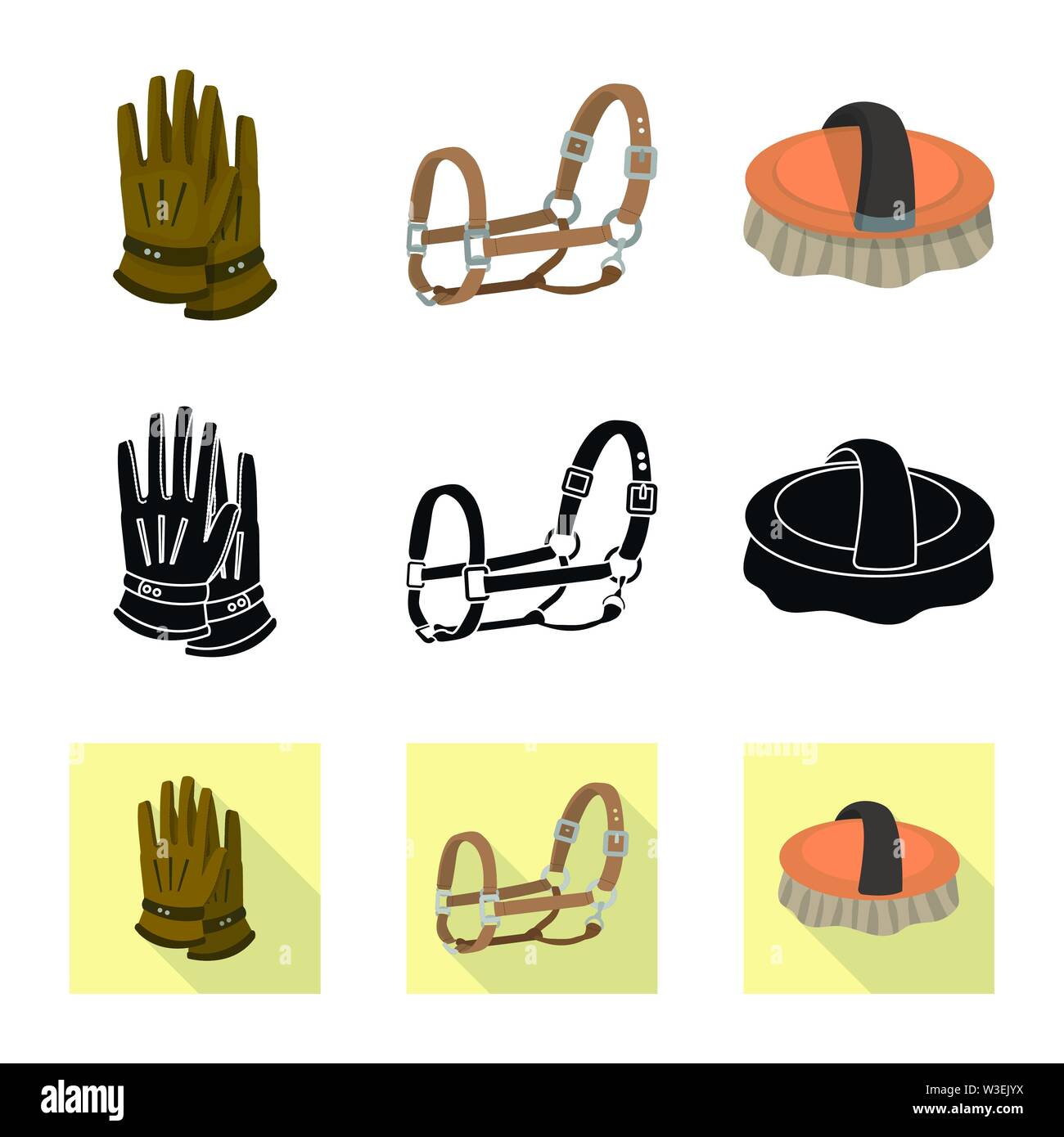 Isolated object of equipment and riding icon. Set of equipment and ...
