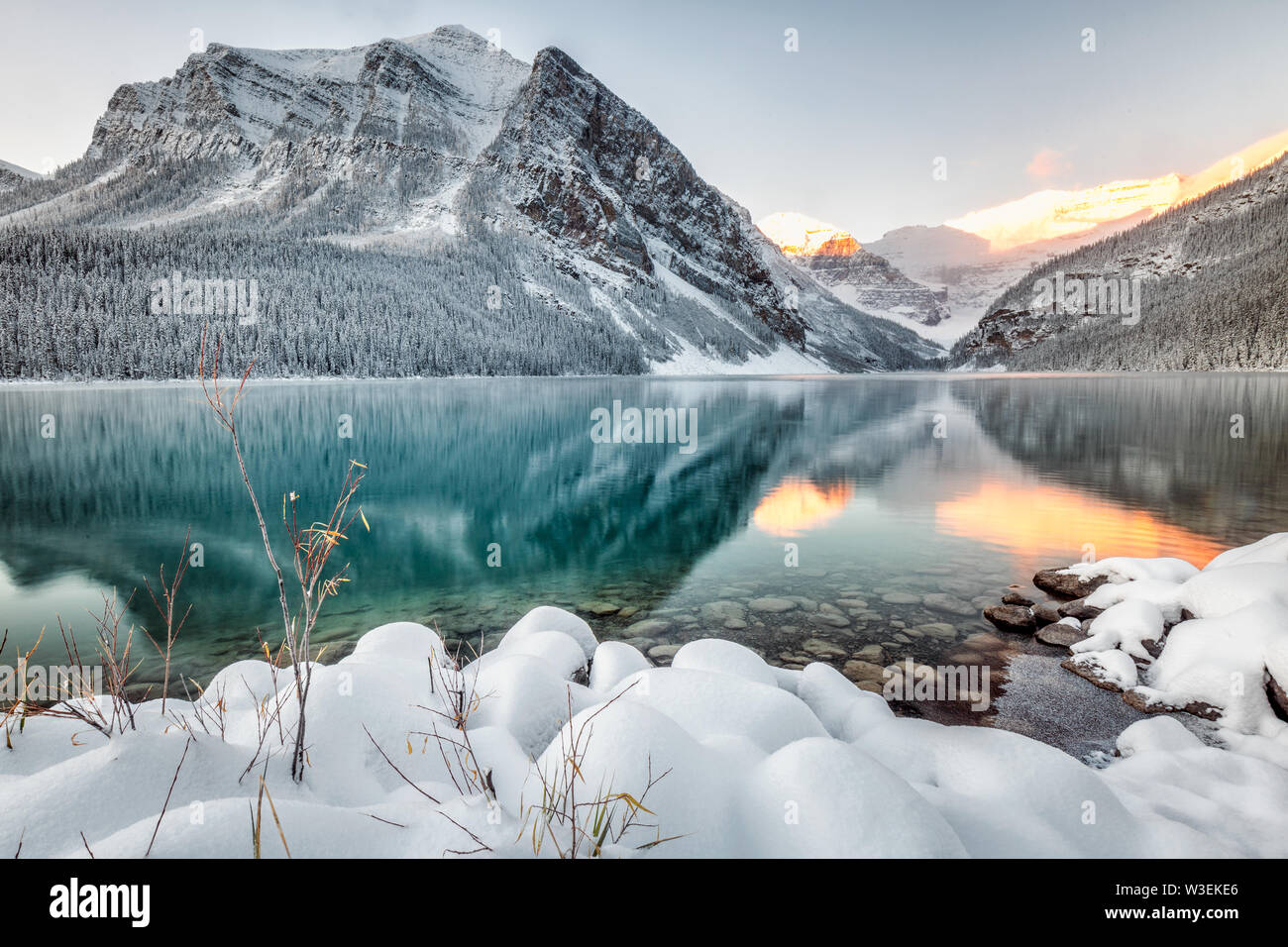 Lake Louise with mountains reflection at Banff National Park, Canada ...