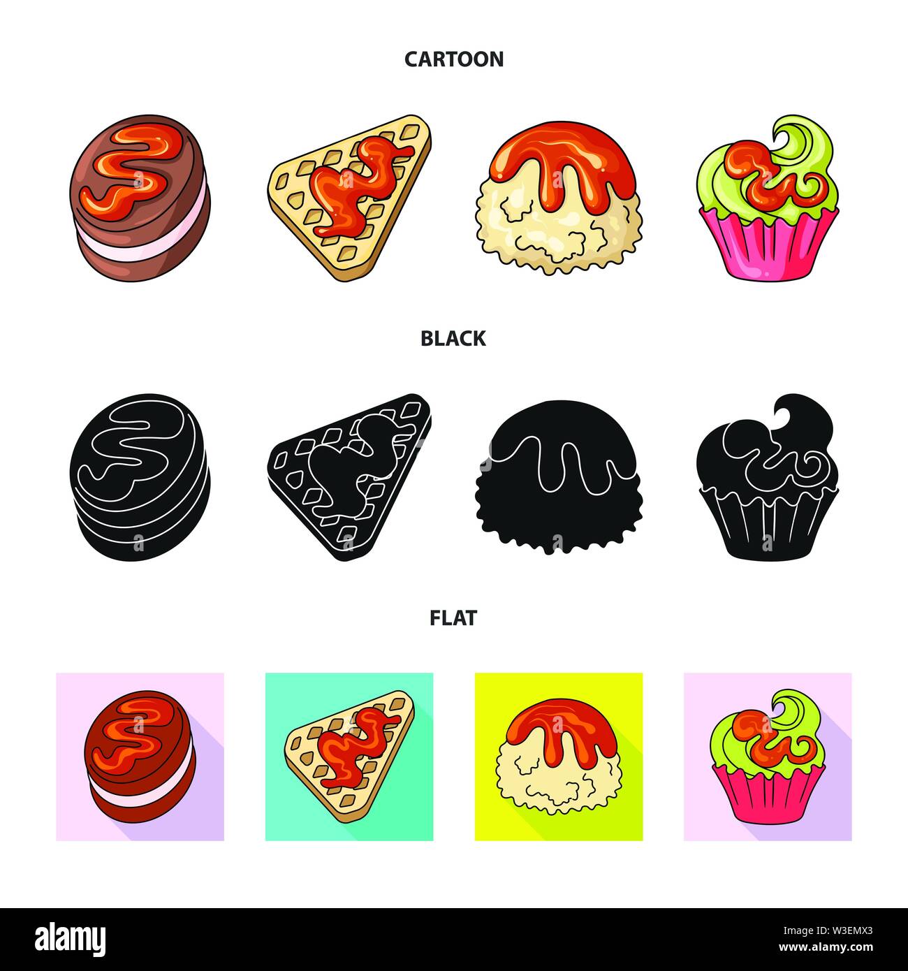 Vector illustration of confectionery and culinary icon. Set of ...