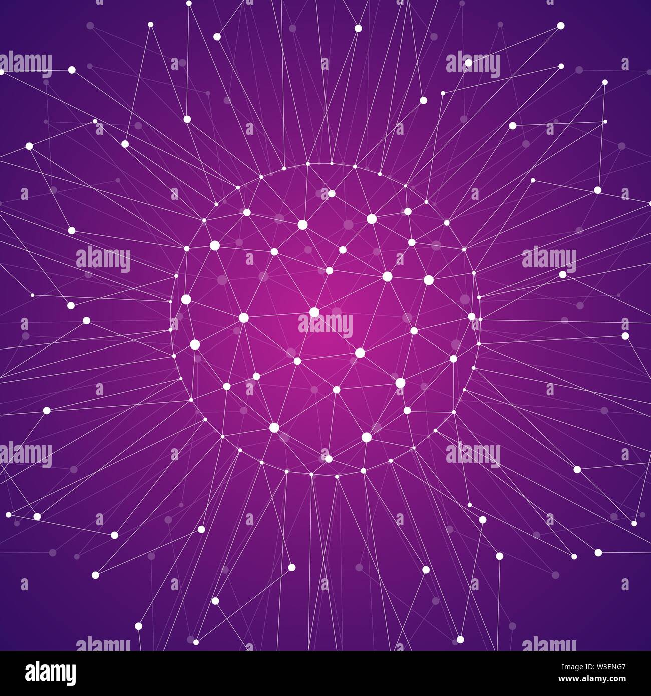 Geometric pattern with connected lines and dots. Stock Vector