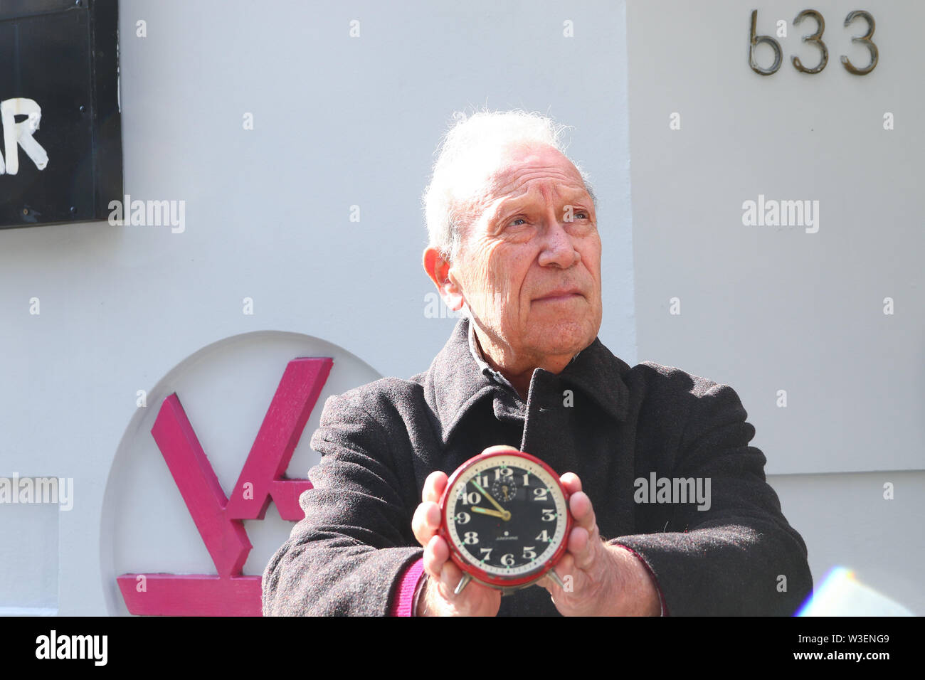 BUENOS AIRES, 14.07.2019: Jorge Beremblum, survivor of the car bomb attack on the AMIA headquarters on July 18, 1994 in front of the new building and Stock Photo