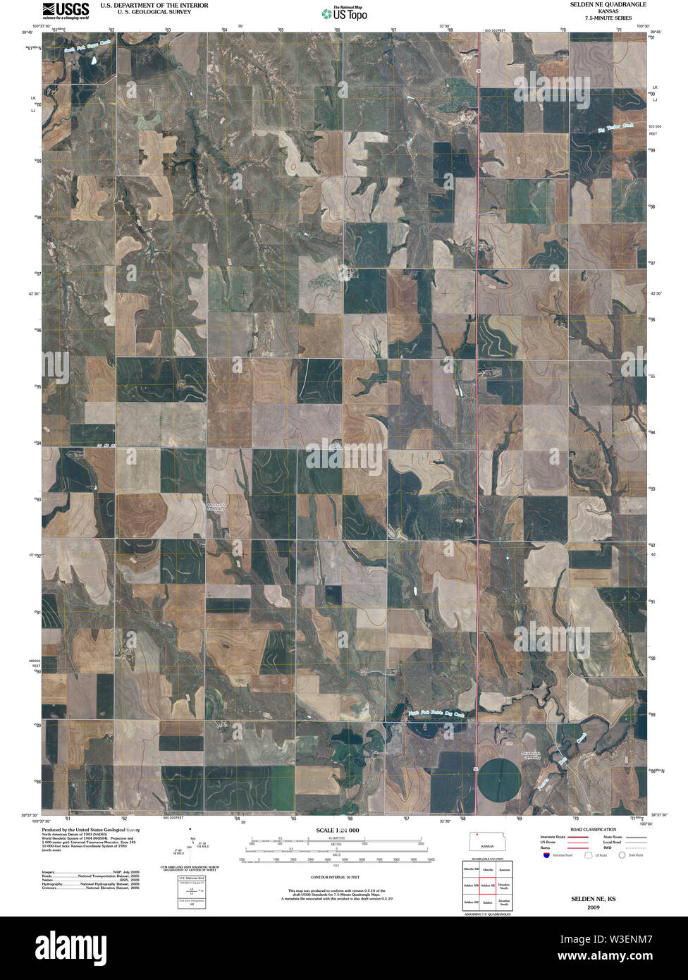 USGS TOPO Map Kansas KS Selden NE 20091126 TM Restoration Stock Photo