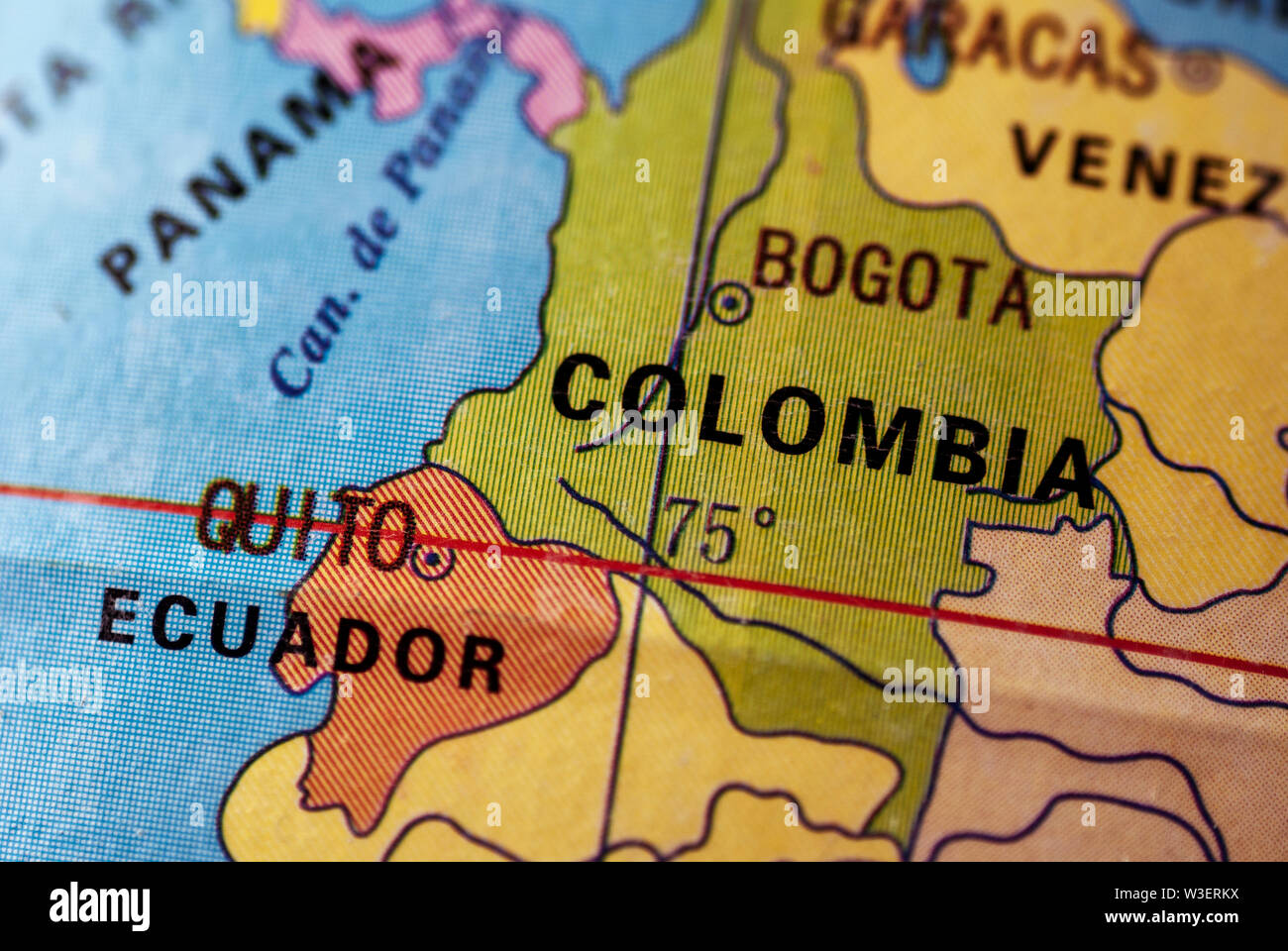 Close up detail of Colombia on a world globe in an educational or travel  destination concept Stock Photo - Alamy
