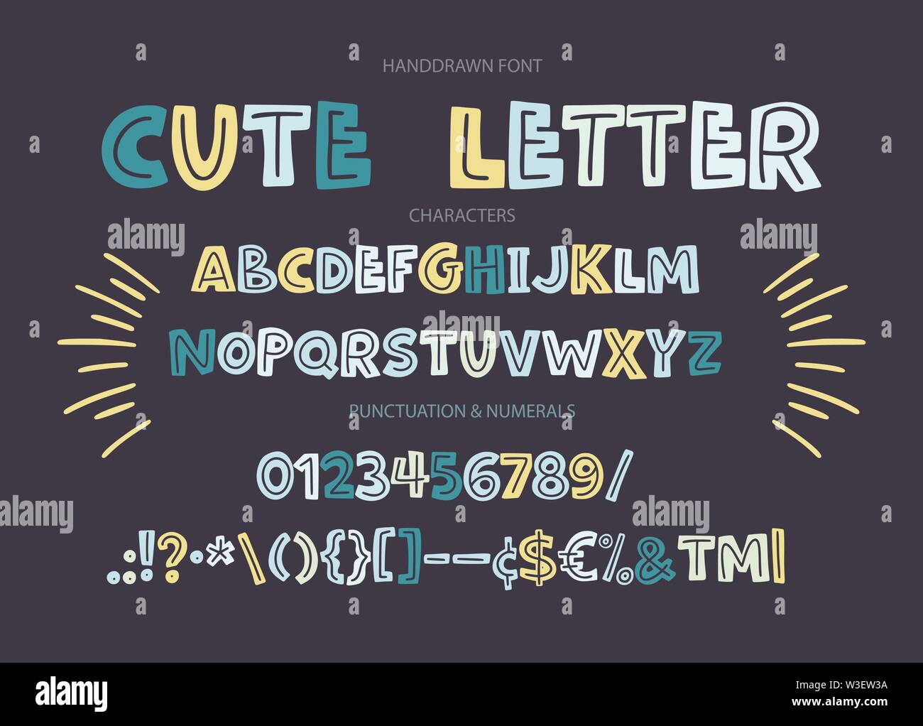 Hand drawn vector alphabet with letters, numbers, symbols Stock Vector ...