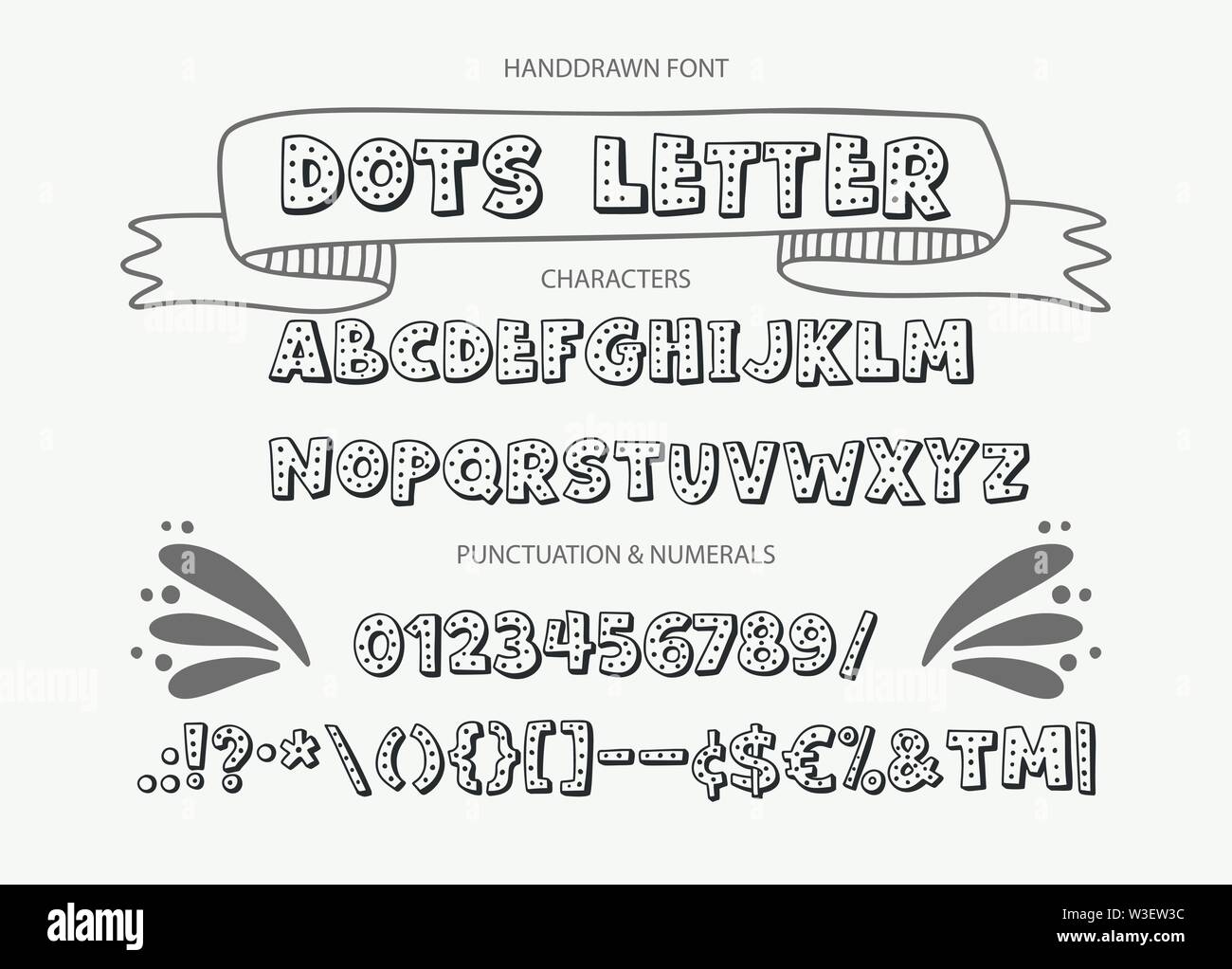 Hand drawn vector alphabet with letters, numbers, symbols Stock Vector ...
