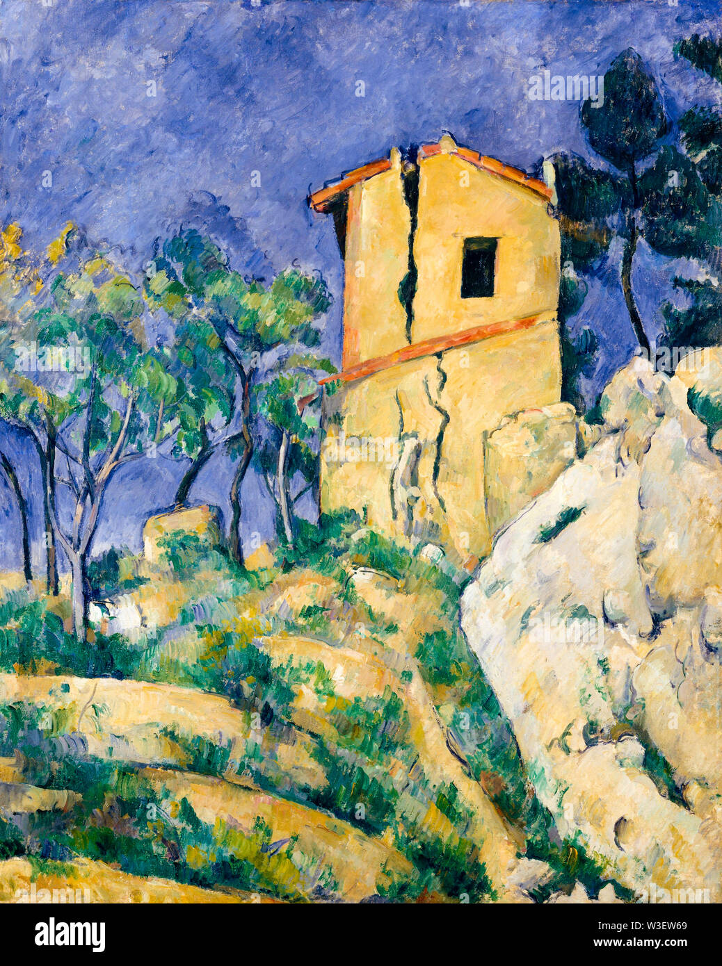 Paul Cézanne, The House with the Cracked Walls, landscape painting, 1892-1894 Stock Photo