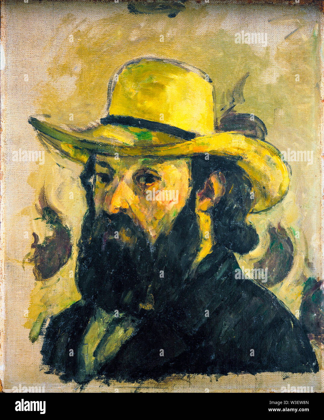 Paul Cézanne, Self-Portrait in a Straw Hat, painting, 1875-1876 Stock Photo