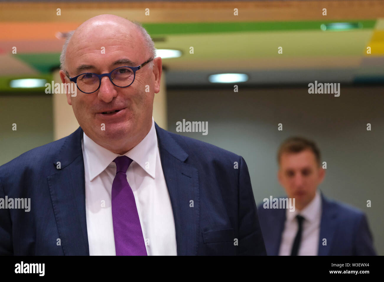 Brussels, Belgium, 15th July 2019. Phil HOGAN, EU Commissioner   attends in an European Union agriculture and fisheries council meeting. Credit: ALEXANDROS MICHAILIDIS/Alamy Live News Stock Photo