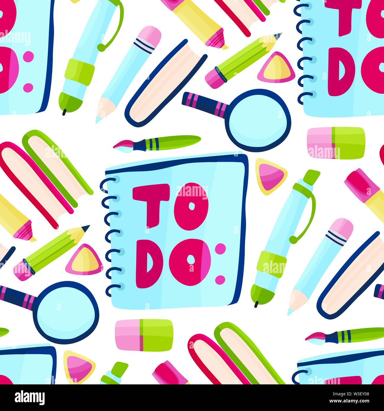 Seamless vector school pattern in a flat style. Stock Vector