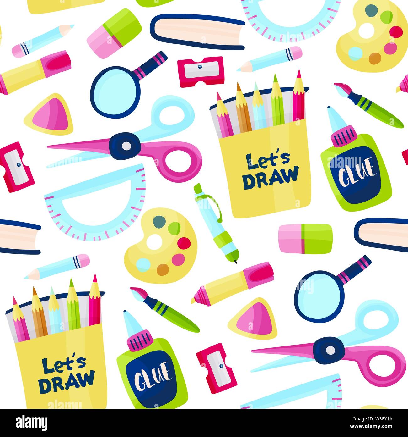 Seamless vector school pattern in a flat style Stock Vector Image & Art ...