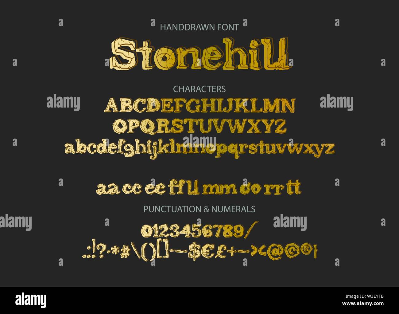 Hand drawn vector alphabet with letters, numbers, symbols Stock Vector ...