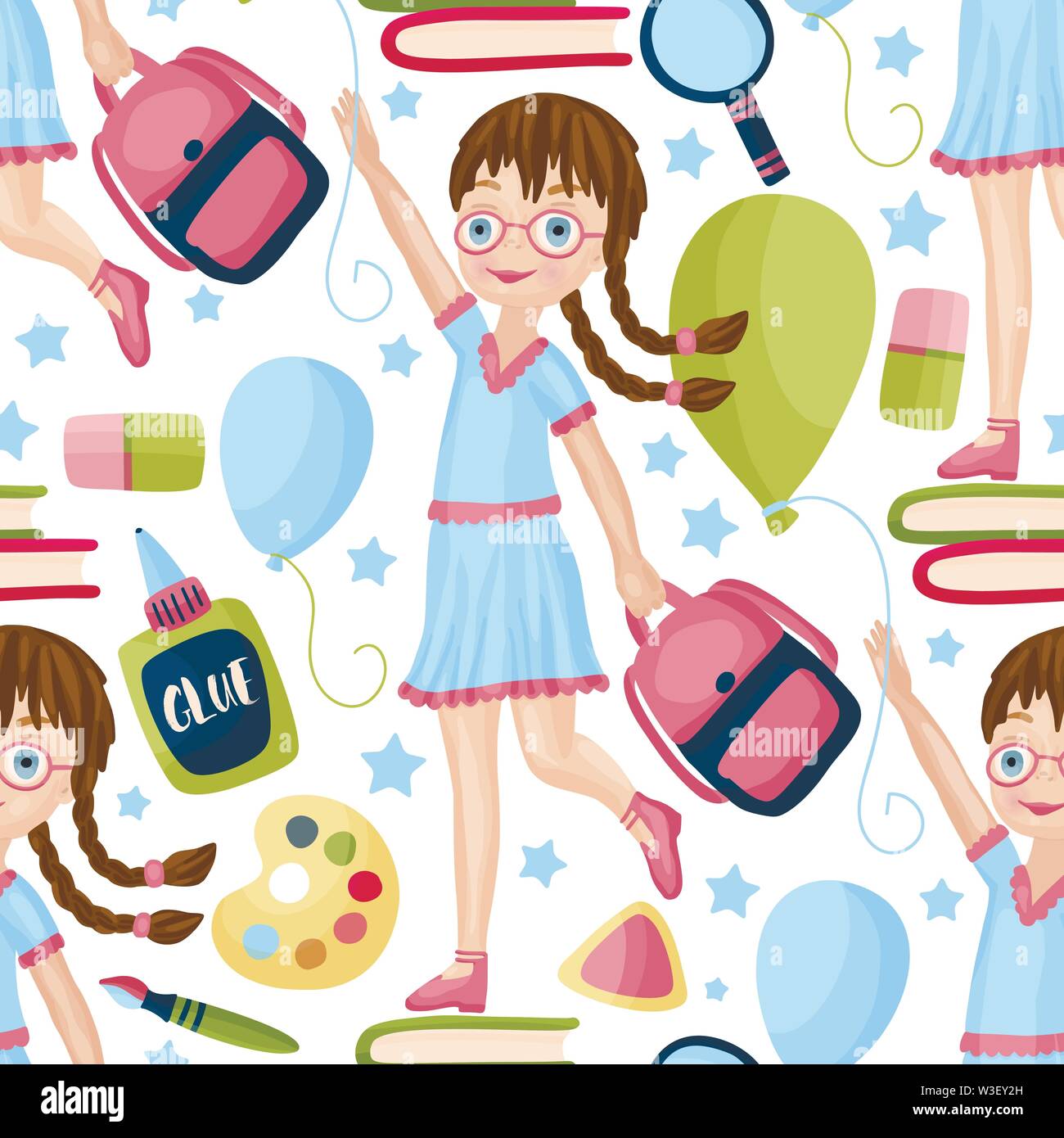 Seamless vector school pattern. Stock Vector