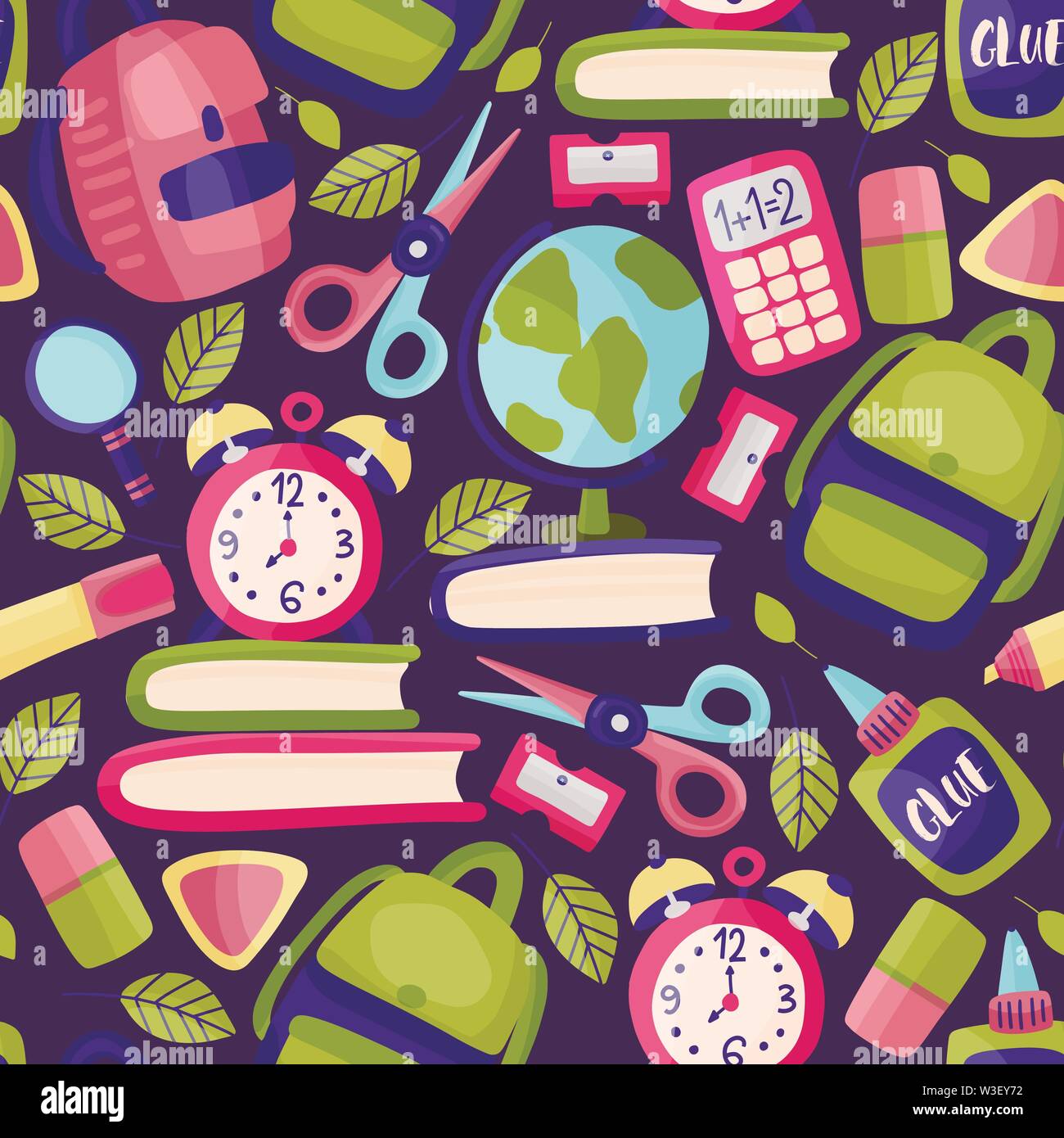 Seamless vector pattern with school supplies Stock Vector Image & Art ...