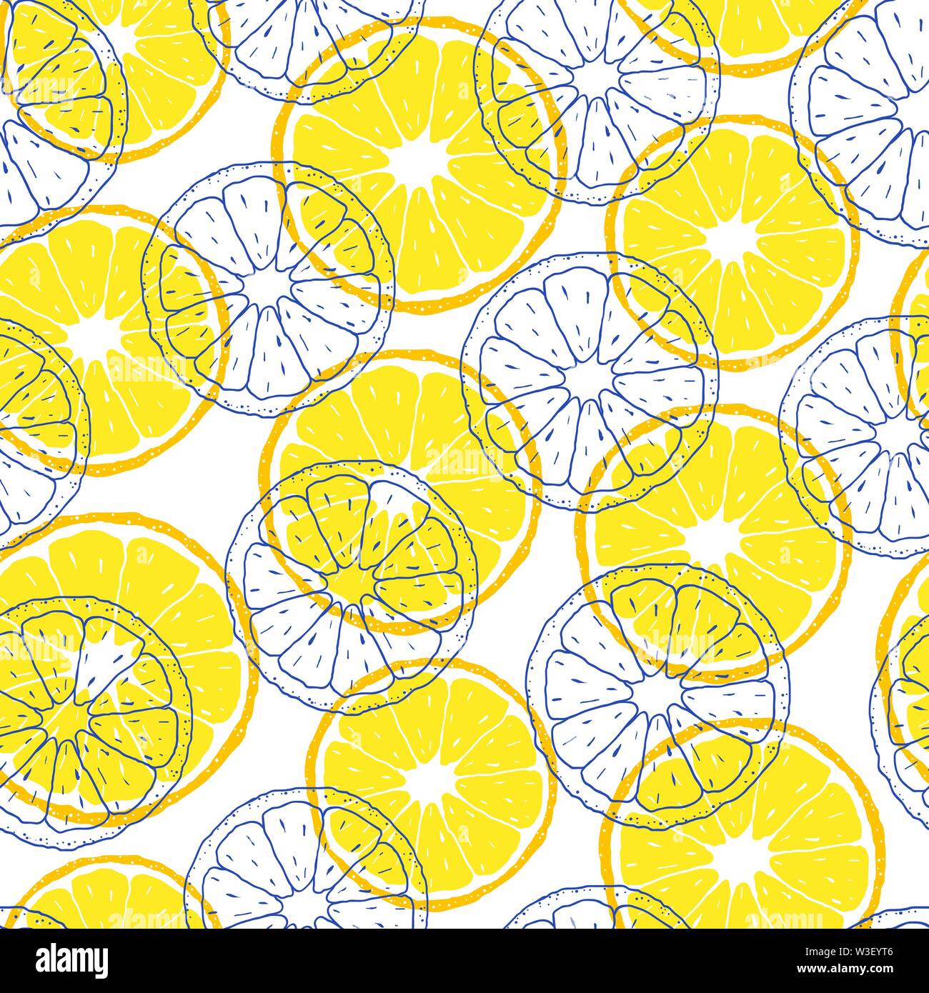 Seamless pattern with lemon slices on white background. Surface pattern ...