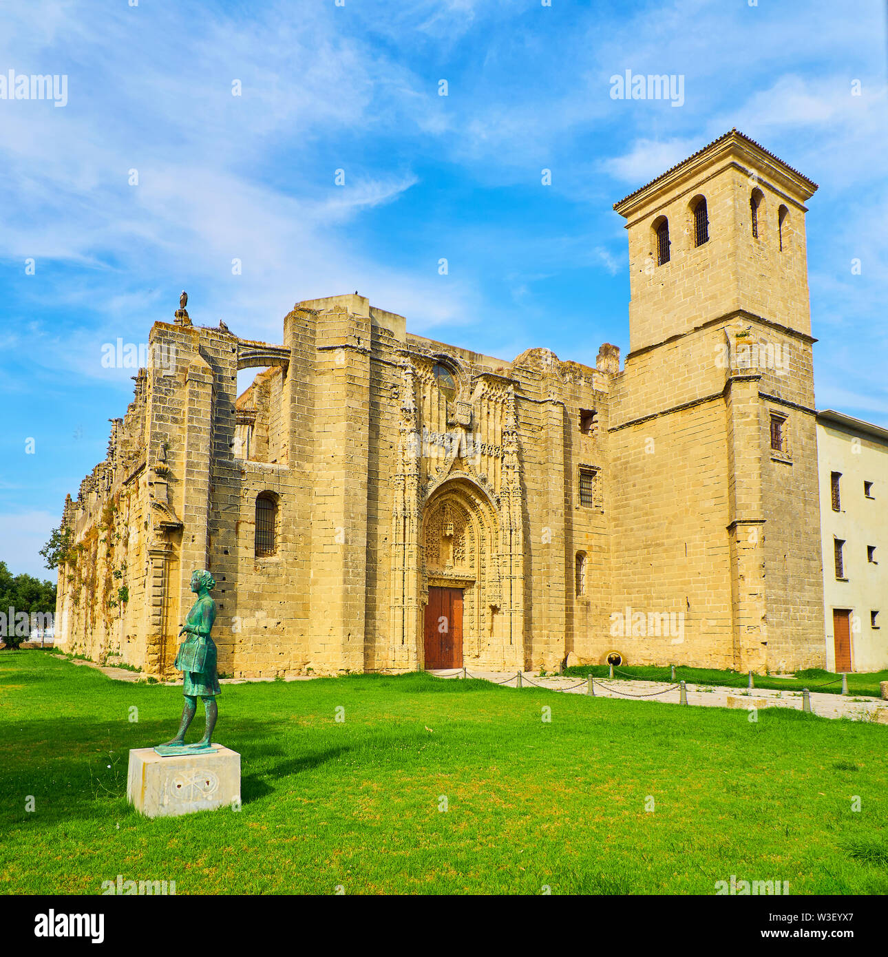 El Puerto de Santa Maria, Spain - June 23, 2019. Principal facade of the Monastery of Victory. 16th. El Puerto de Santa Maria. Andalusia, Spain. Stock Photo