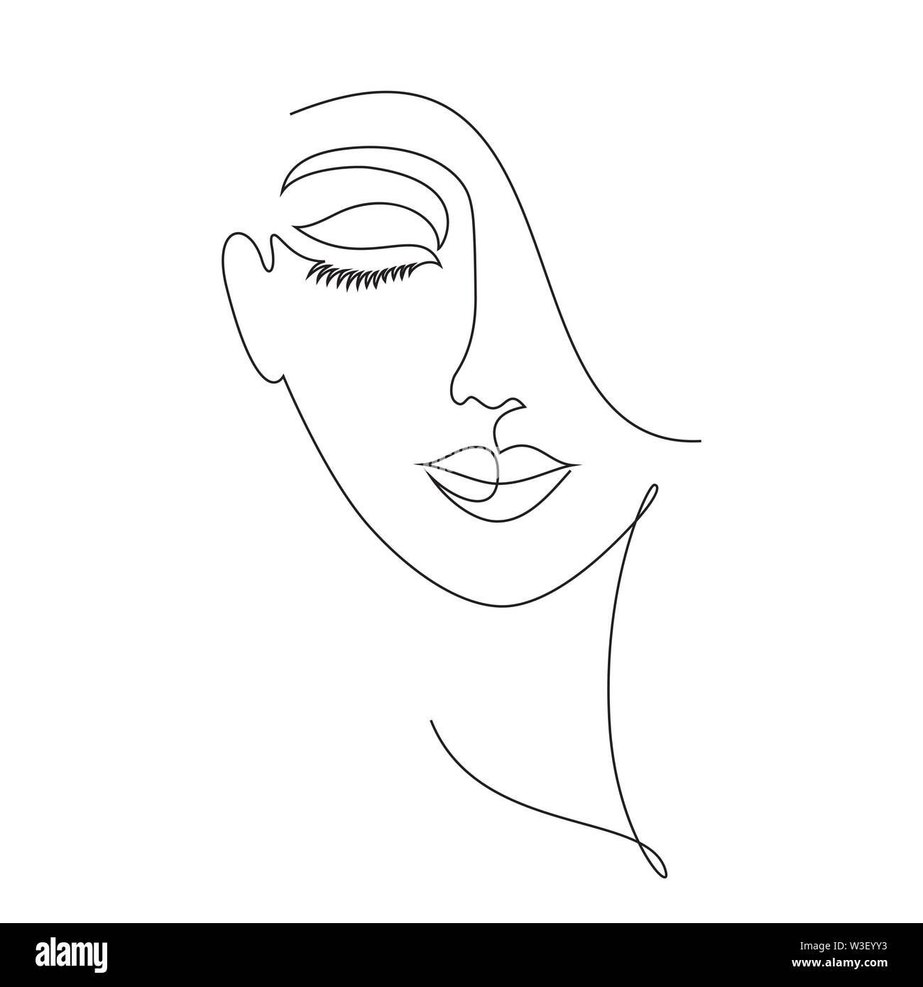 Portrait of young girl on white  line drawing   idea Stock Vector Image & Art - Alamy