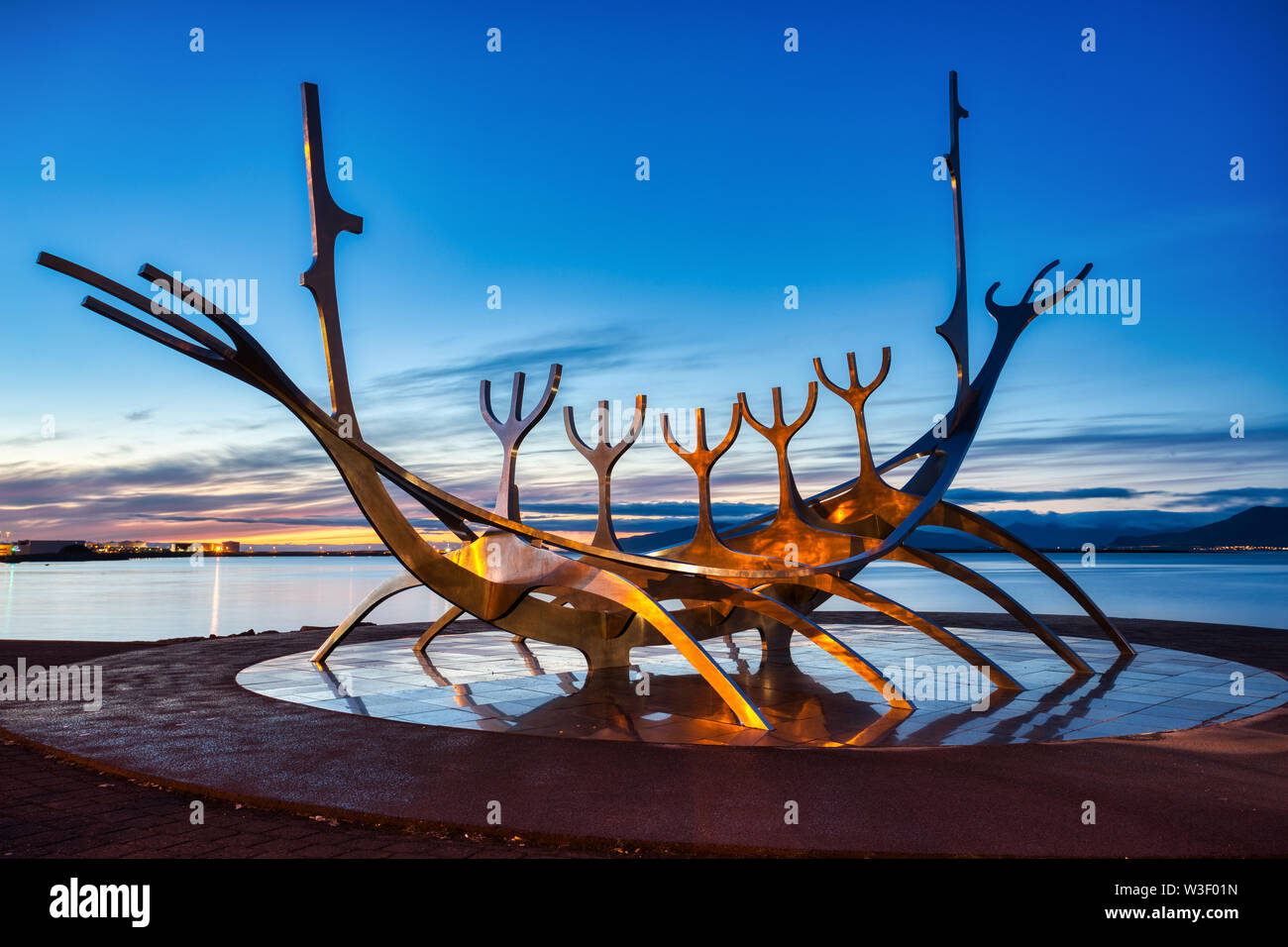 Viking ship sculpture sunset reykjavik hires stock photography and