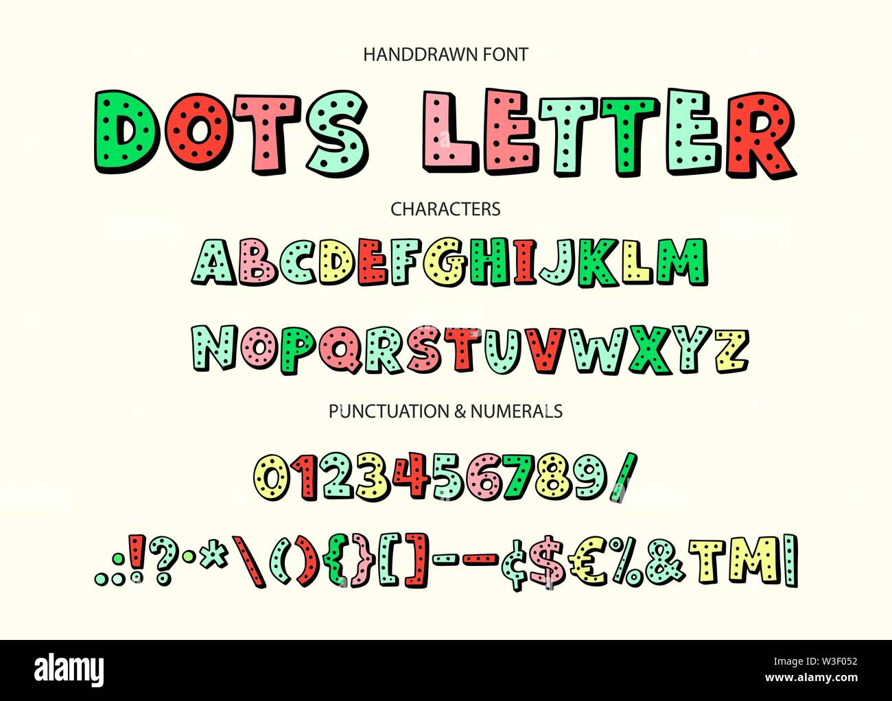 Hand drawn vector alphabet with letters, numbers, symbols Stock Vector ...