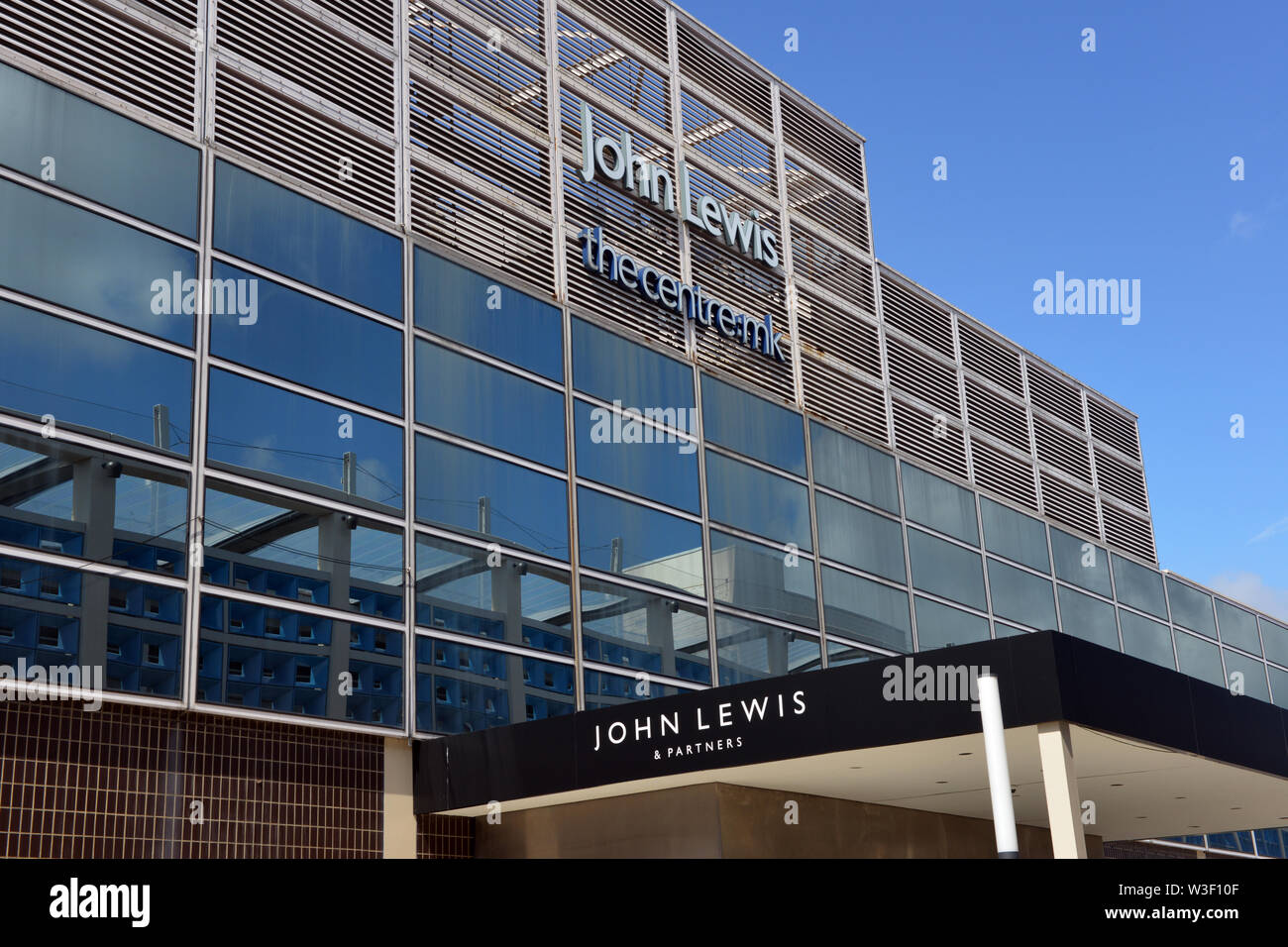The exterior of the John Lewis department store in Milton Keynes at the grade II listed Centre MK building that opened in 1979. Stock Photo