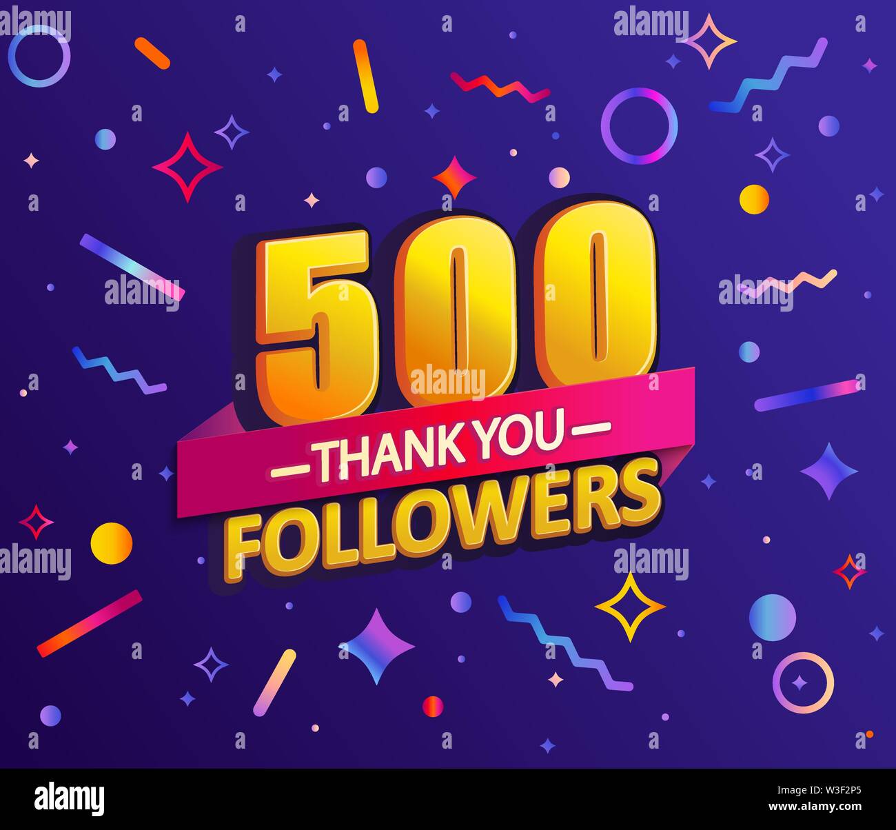 Thank you 500 followers, thanks banner. Stock Vector