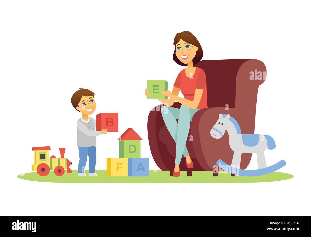 Mother And Son Cartoon People Characters Illustration Stock