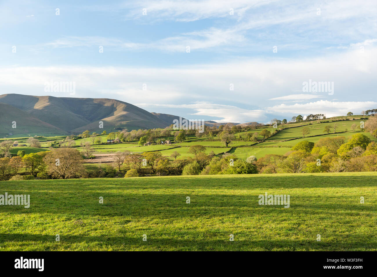 View of the Howgill Fells in the Yorkshire Dales National Park on a sunny day. Stock Photo