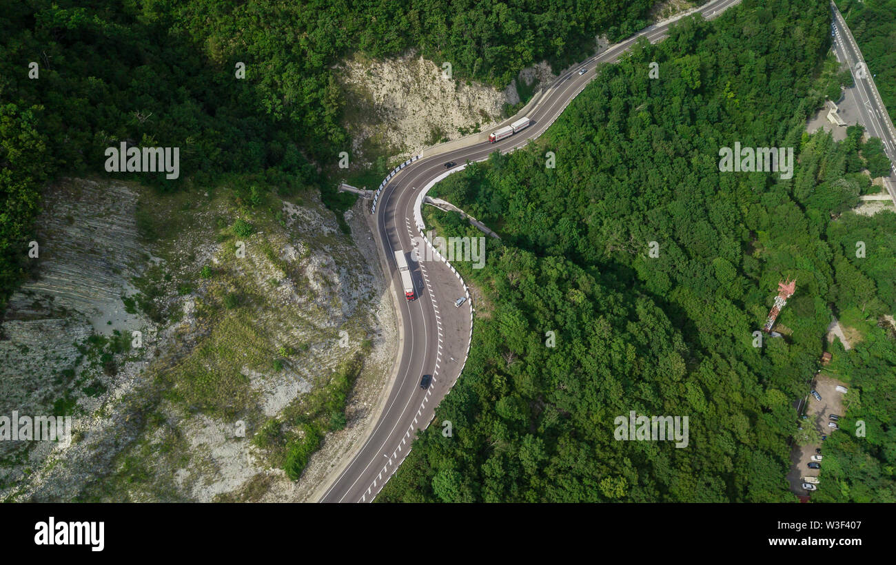 Shot from drone on winding hi-res stock photography and images - Alamy