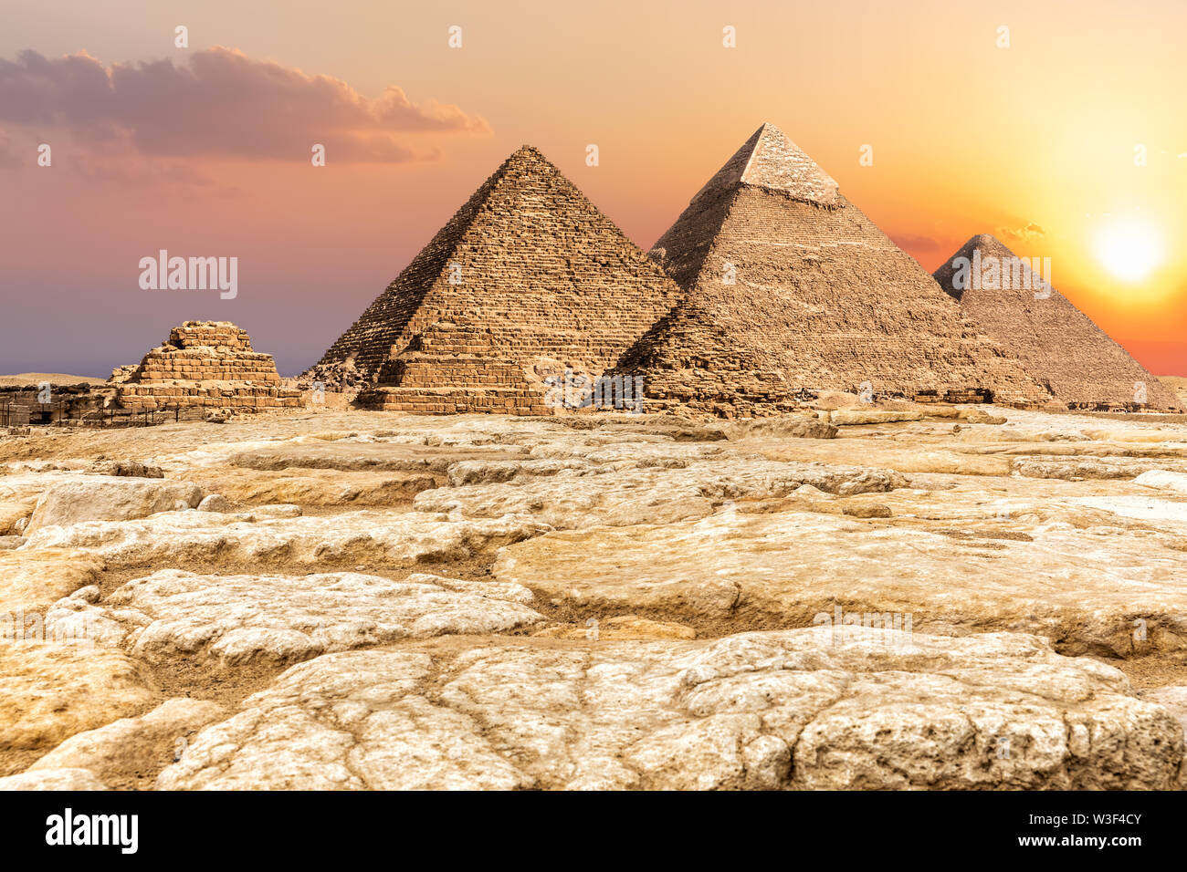 Giza Necropolis, famous Pyramids in the desert, Egypt Stock Photo