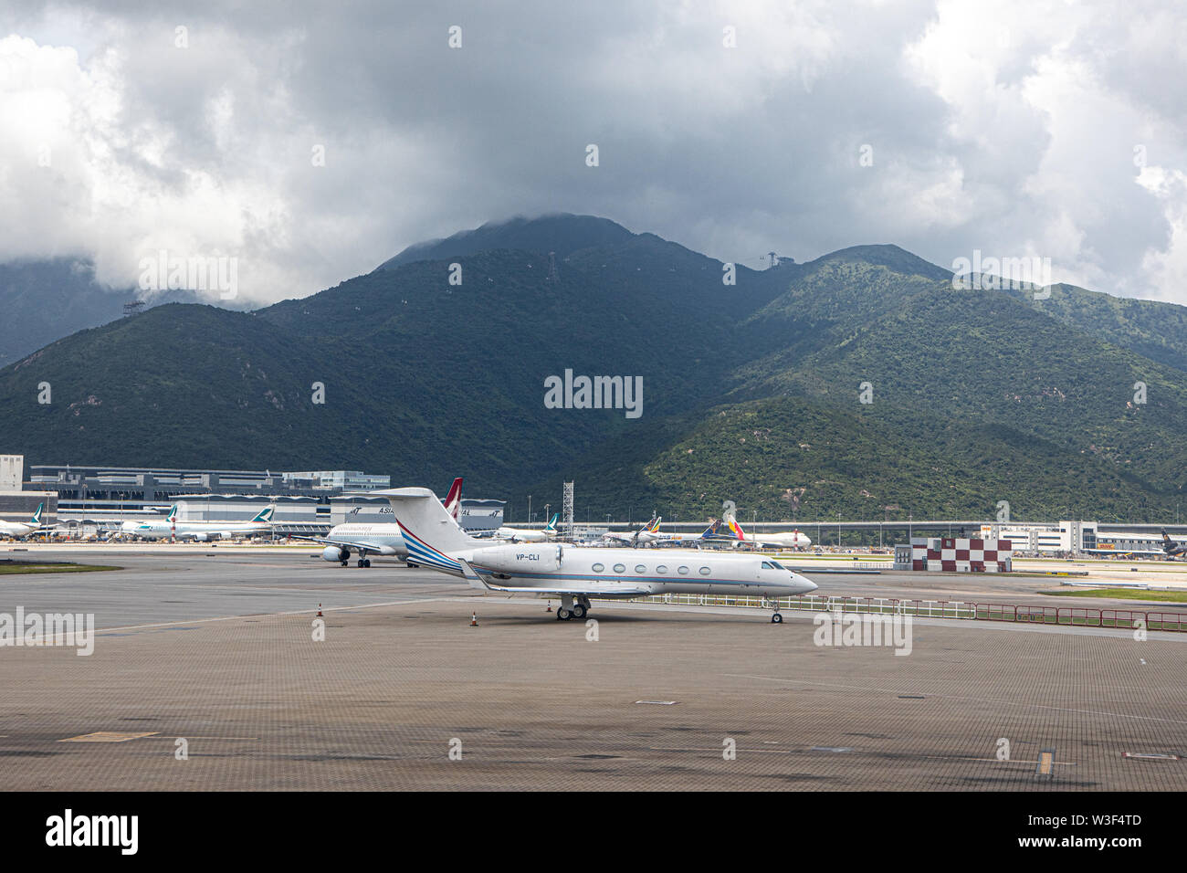 Lantau, Hong Kong  - June 22, 2018 :  Inside view of airport at runway Stock Photo