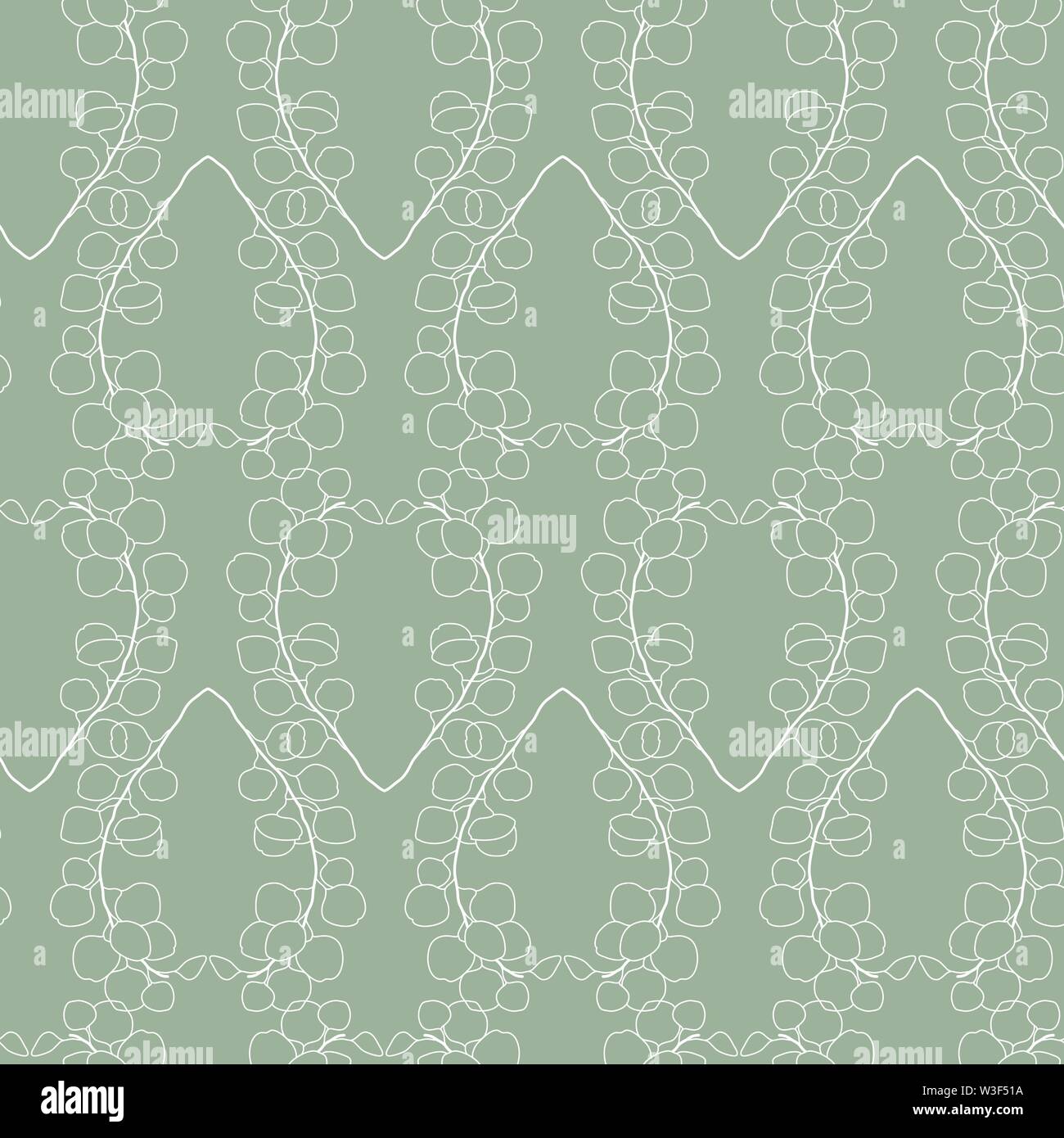 Eucalyptus Heart Greenery Vector Seamless Pattern on Pale Green Stock Vector
