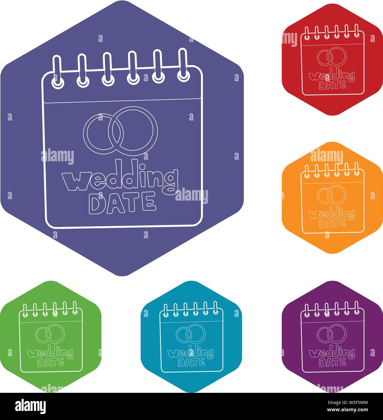 Wedding date icons vector hexahedron Stock Vector