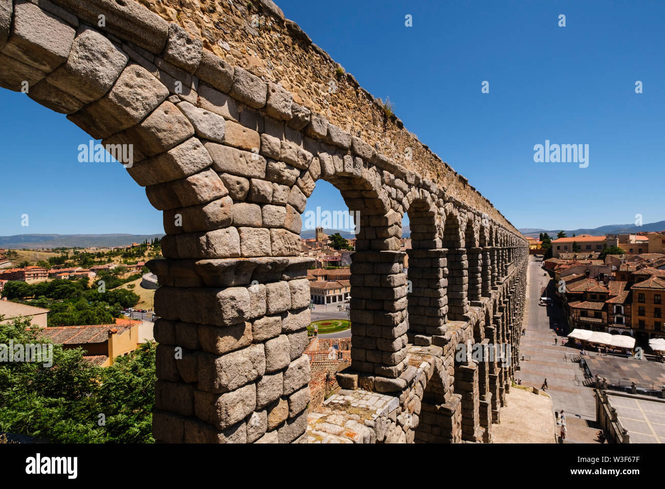 Ancient roman aqueduct, UNESCO World Heritage Site. Segovia city. Castilla León, Spain Europe Stock Photo