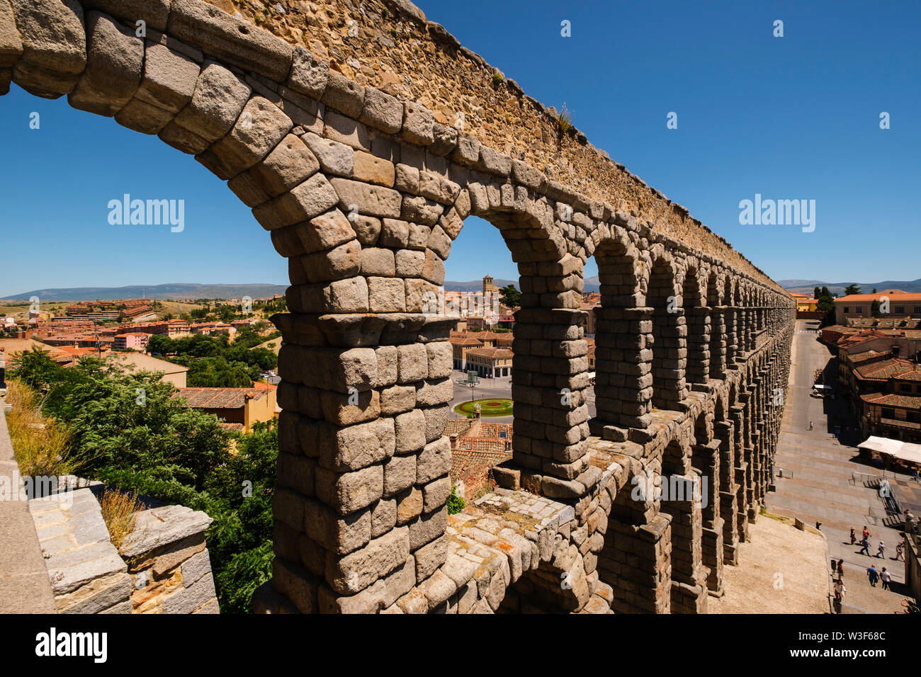 Ancient roman aqueduct, UNESCO World Heritage Site. Segovia city. Castilla León, Spain Europe Stock Photo