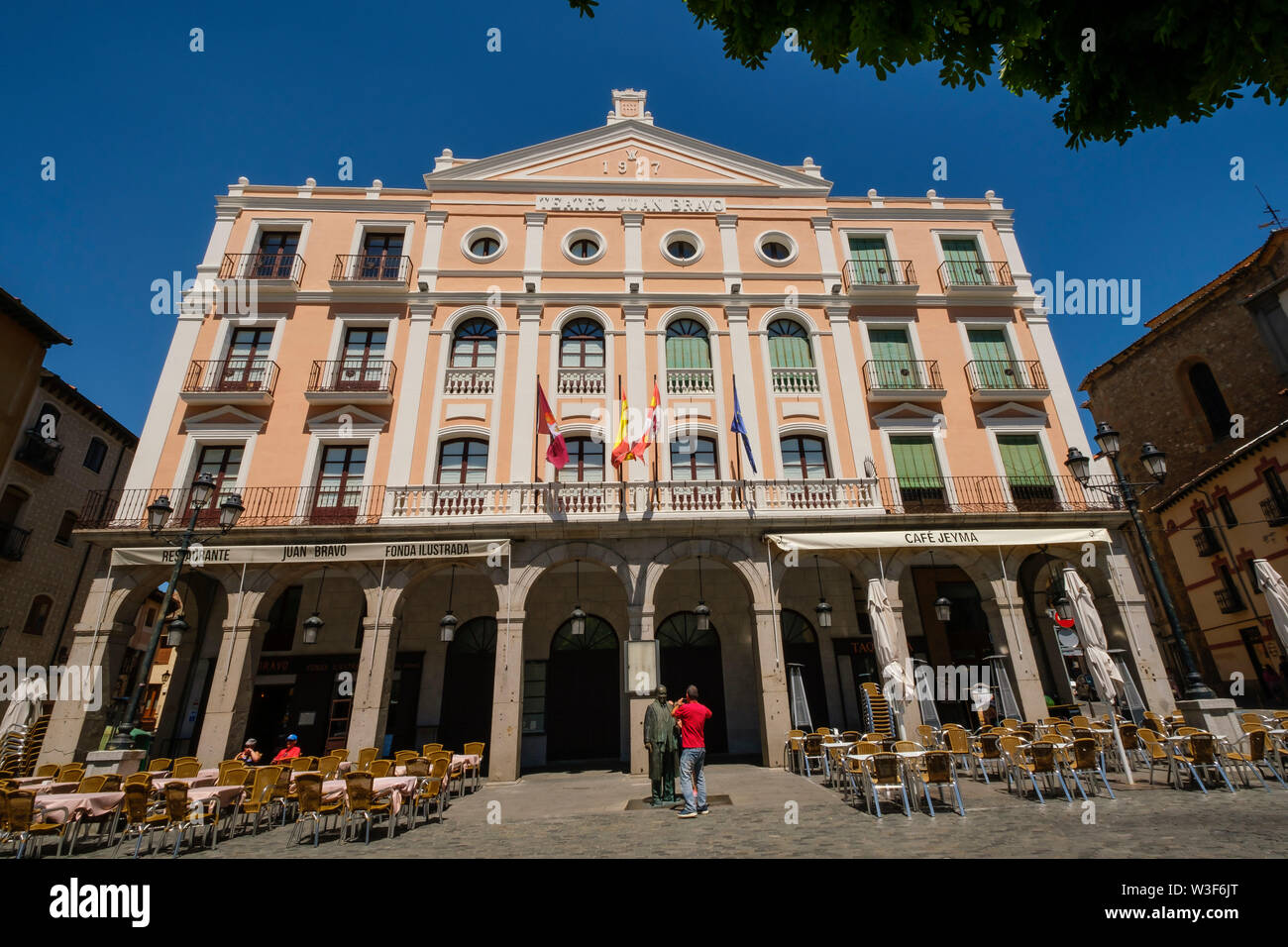 Teatro Juan Bravo in Plaza Mayor of Segovia city. Castilla León, Spain Europe Stock Photo