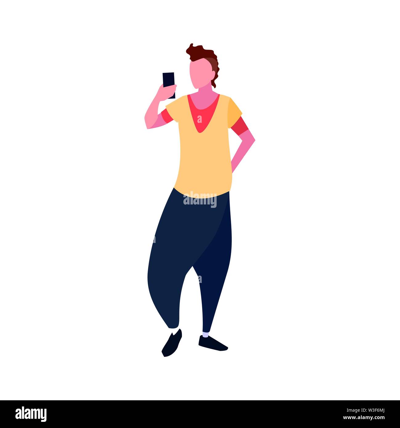 young man using smartphone social media vector illustration Stock ...