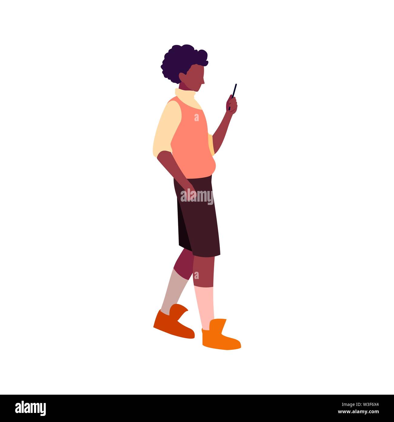 young man using smartphone social media vector illustration Stock ...