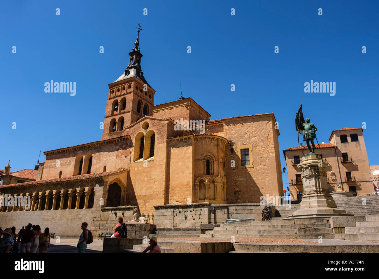 San Martin church, moorish origin with romanesque style, Medina del Campo square. Segovia city. Castilla León, Spain Europe Stock Photo