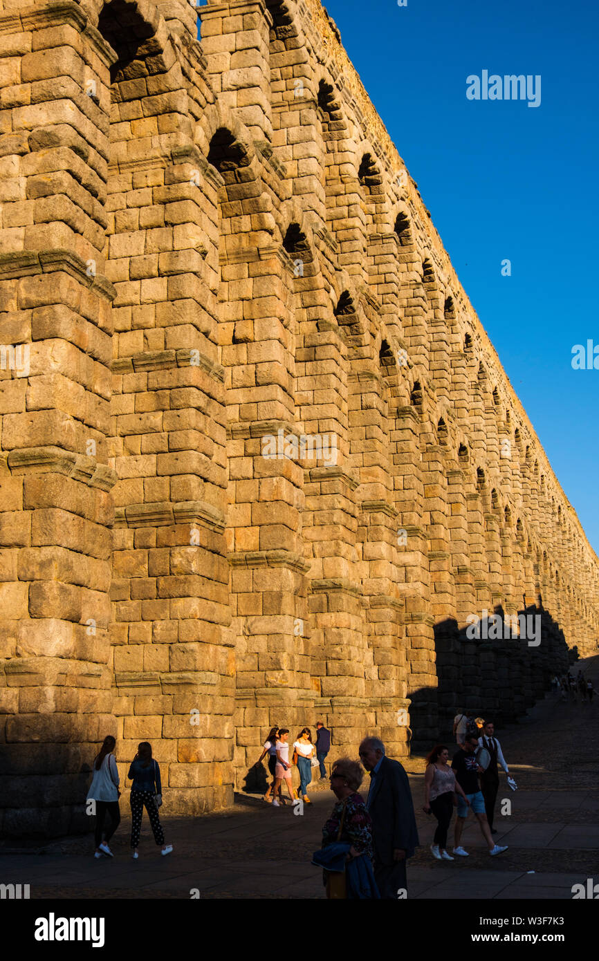 Ancient roman aqueduct, UNESCO World Heritage Site. Segovia city. Castilla León, Spain Europe Stock Photo