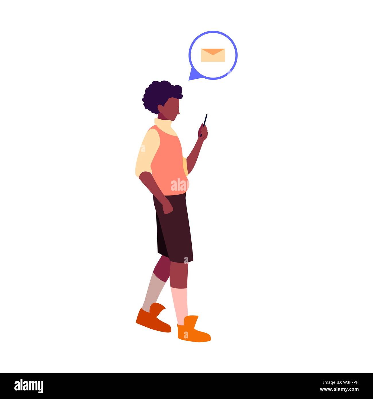 young man using smartphone social media vector illustration Stock ...