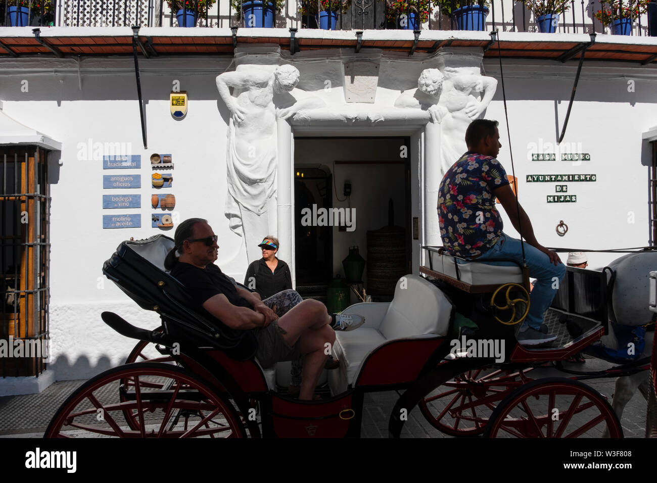 Street life. Casa Museo, white village of Mijas. Malaga province Costa del Sol. Andalusia, Southern Spain Europe Stock Photo