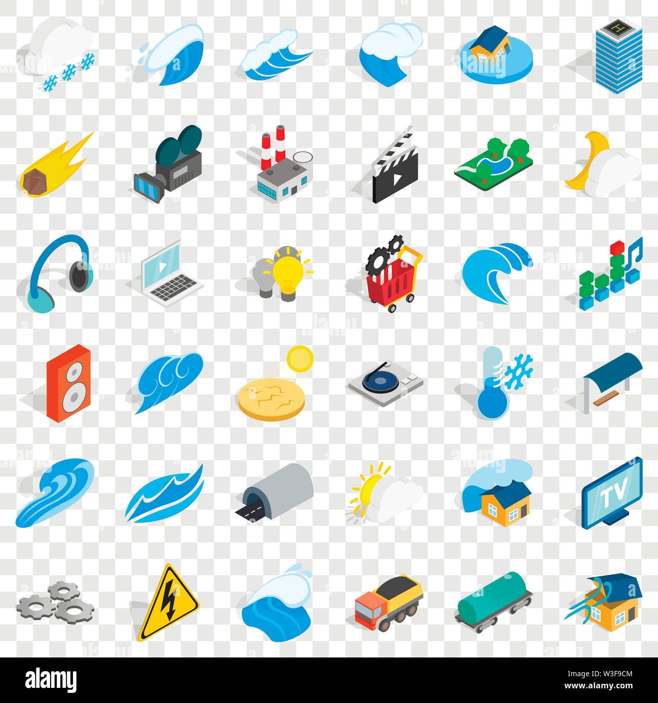 Energy icons set, isometric style Stock Vector