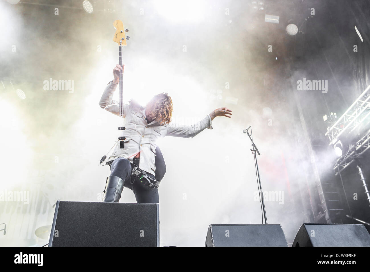Kvinesdal, Norway - July 11th, 2019. The Danish rock band D-A-D performs a live concert during the Norwegian music festival Norway Rock Festival 2019. Here bass player Stig Pedersen is seen live on stage. (Photo credit: Gonzales Photo - Synne Nilsson). Stock Photo