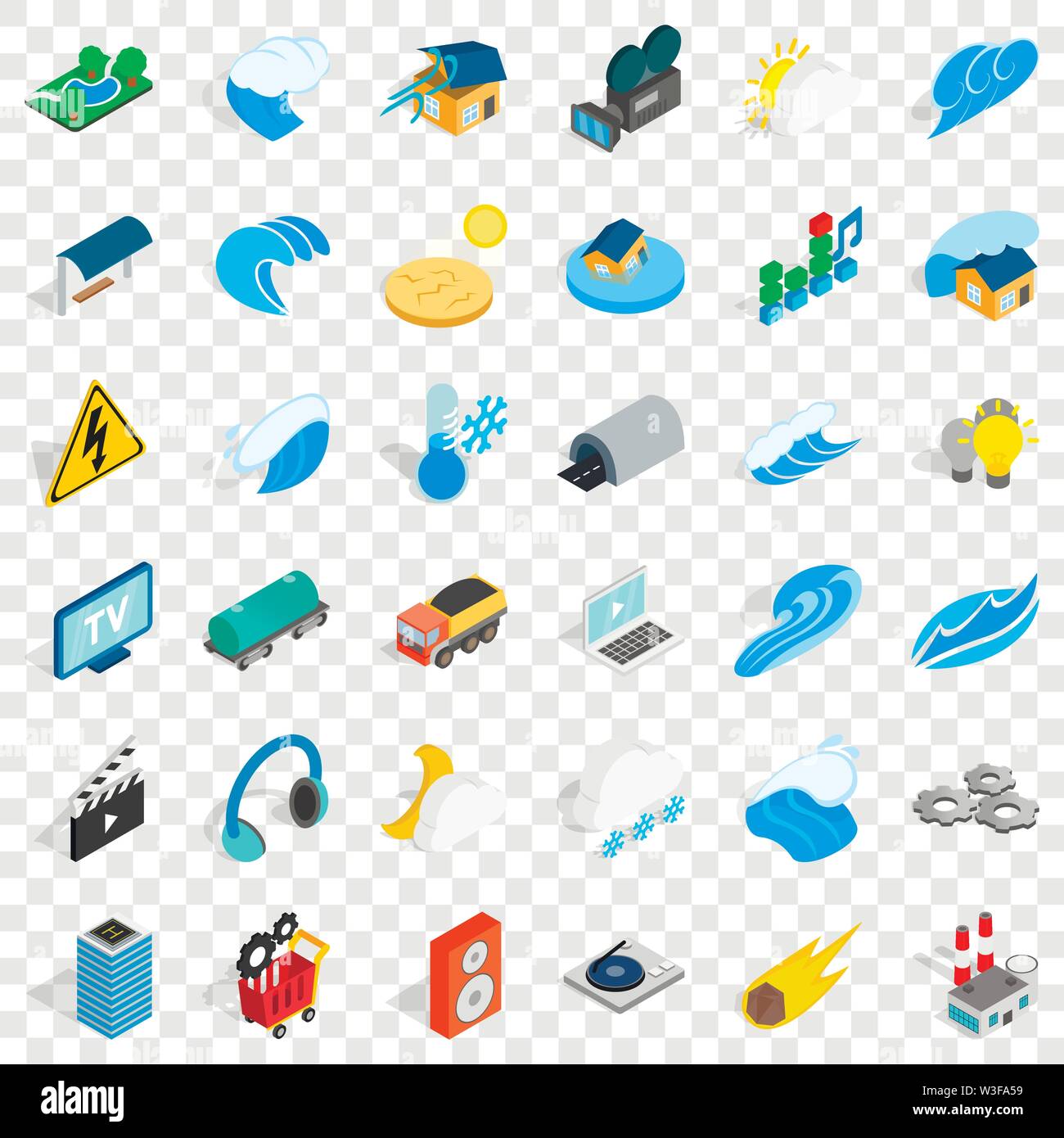 Power icons set, isometric style Stock Vector