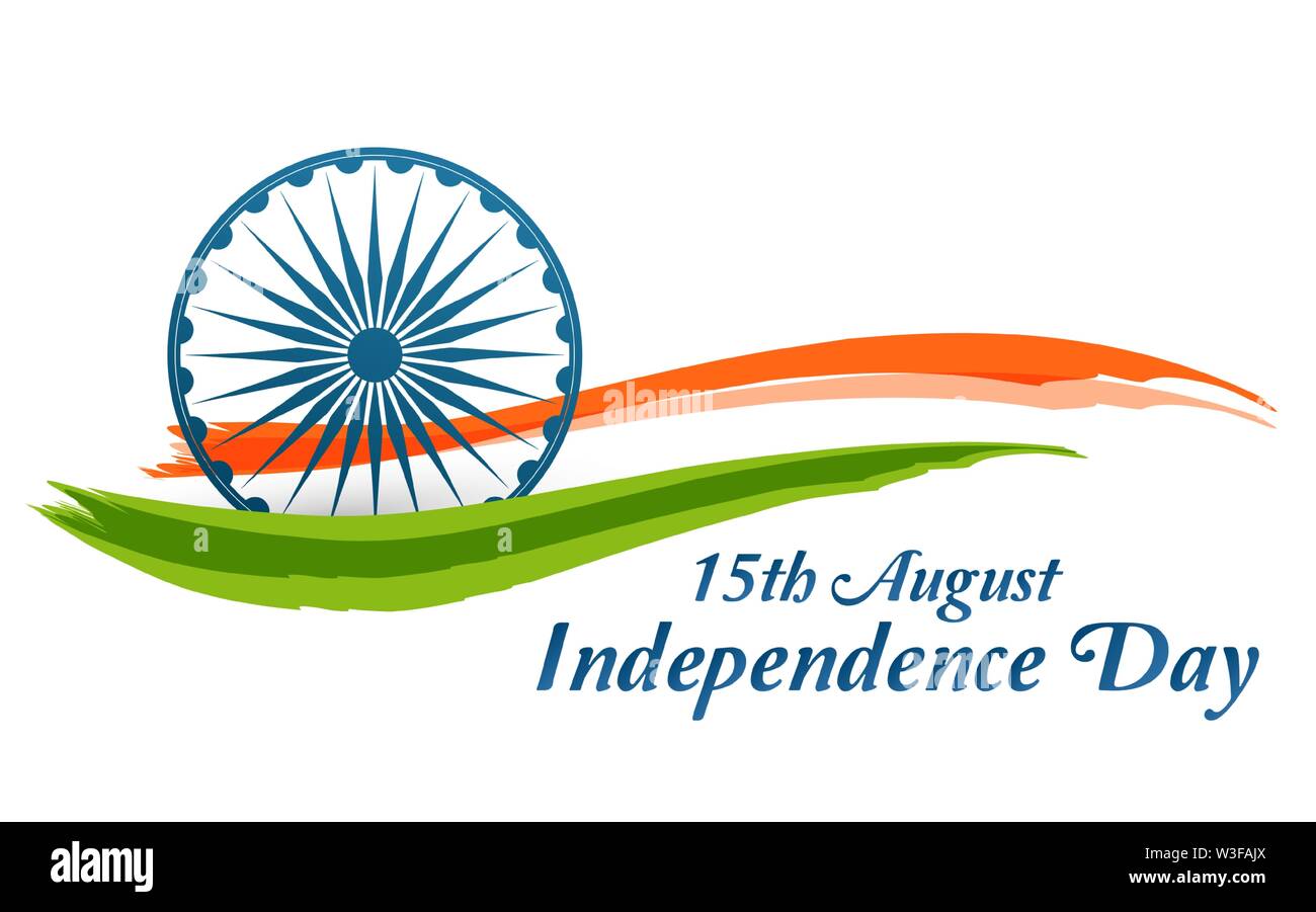 Indian Independence Day banner with flag and Ashoka wheel Stock Vector ...